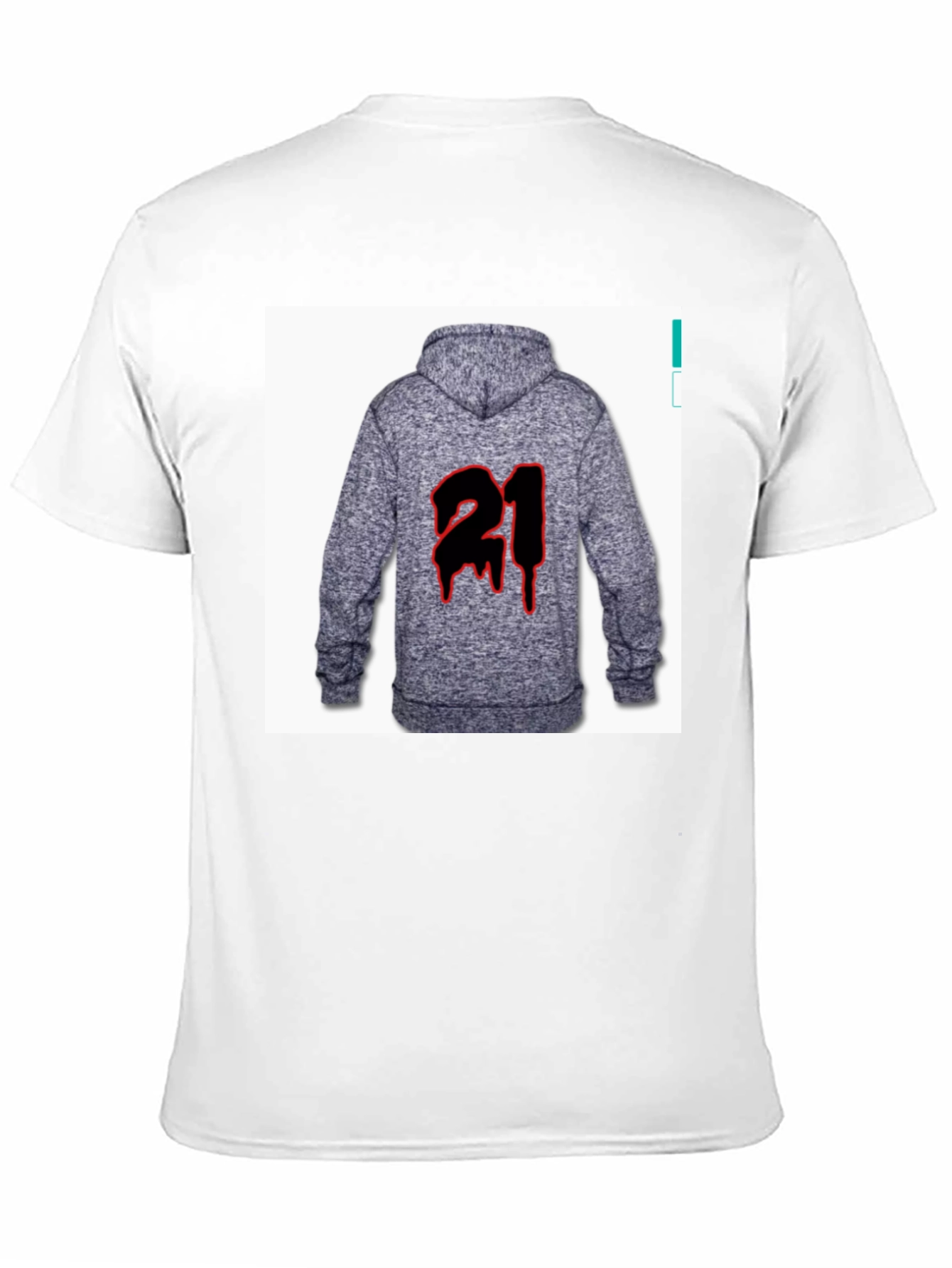 Black T-Shirt with '21' Hoodie Graphic - 11