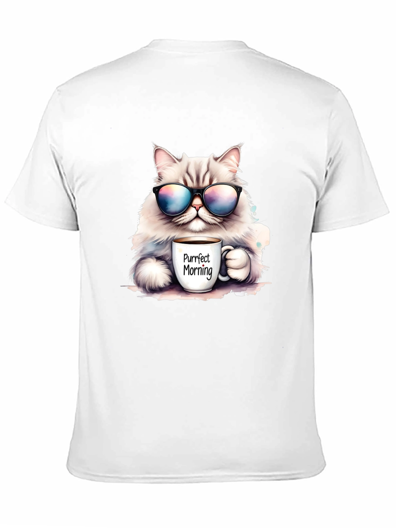 Black Purrfect Morning Cat T-Shirt view 11