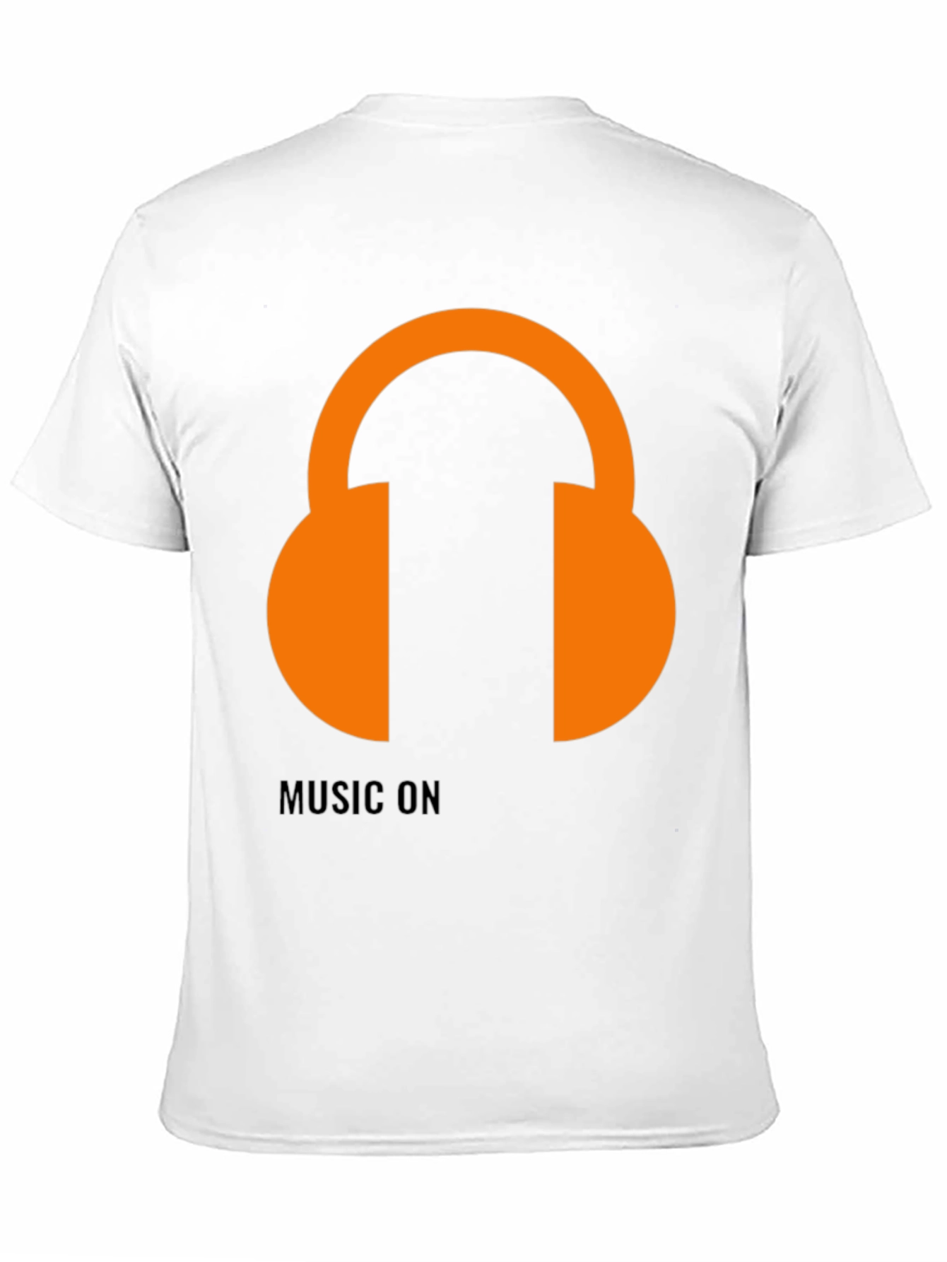 Black Music On T-Shirt: Orange Headphones Graphic Tee view 11