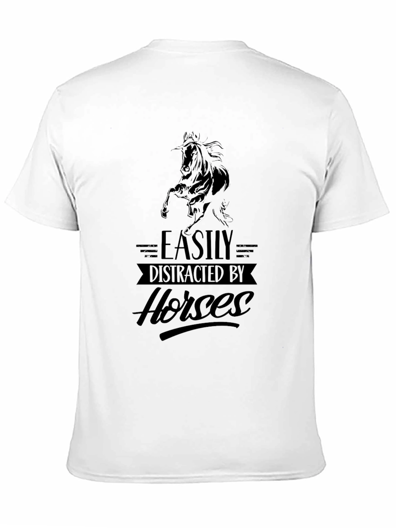 Black Easily Distracted By Horses T-Shirt view 11