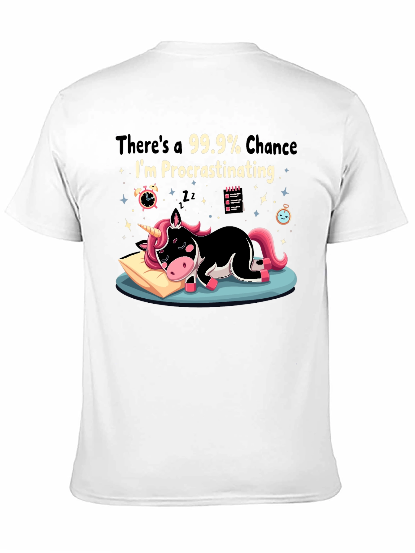 Black Procrastinating Unicorn Graphic Tee view 11