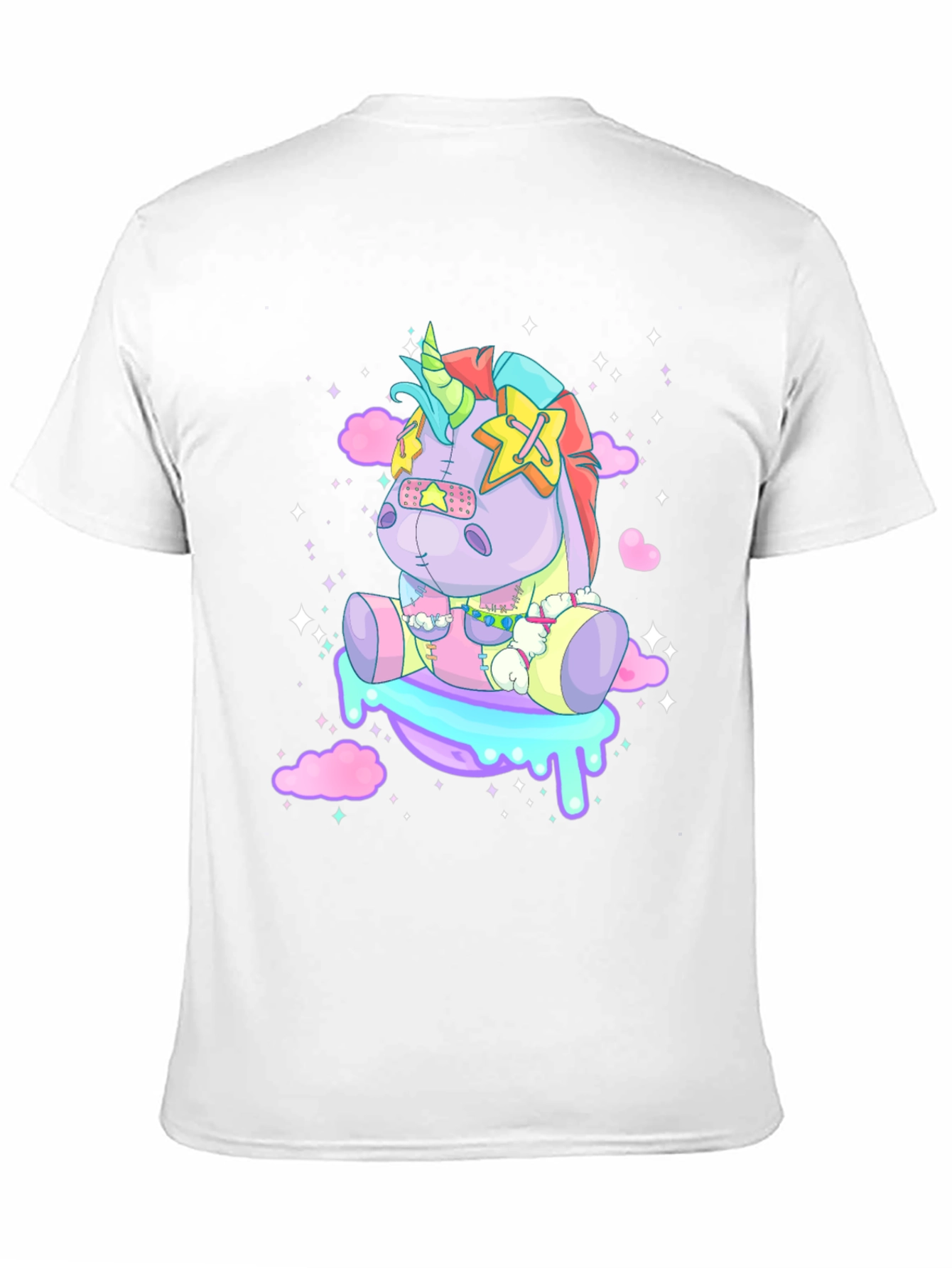 Unicorn Plush Graphic Tee - Black Cotton Casual Wear - 11