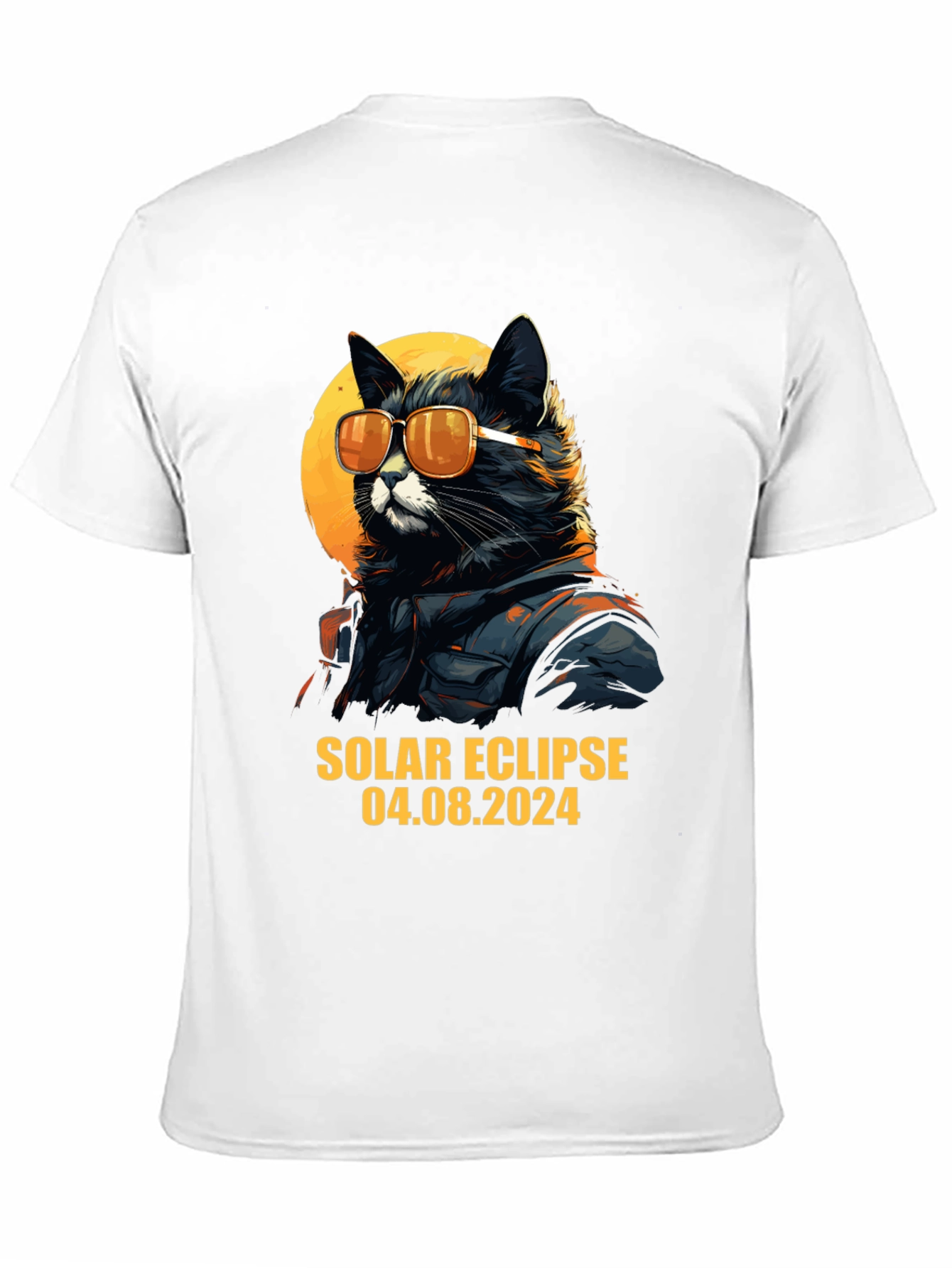 Black Solar Eclipse 2024 Cat T-Shirt view 11