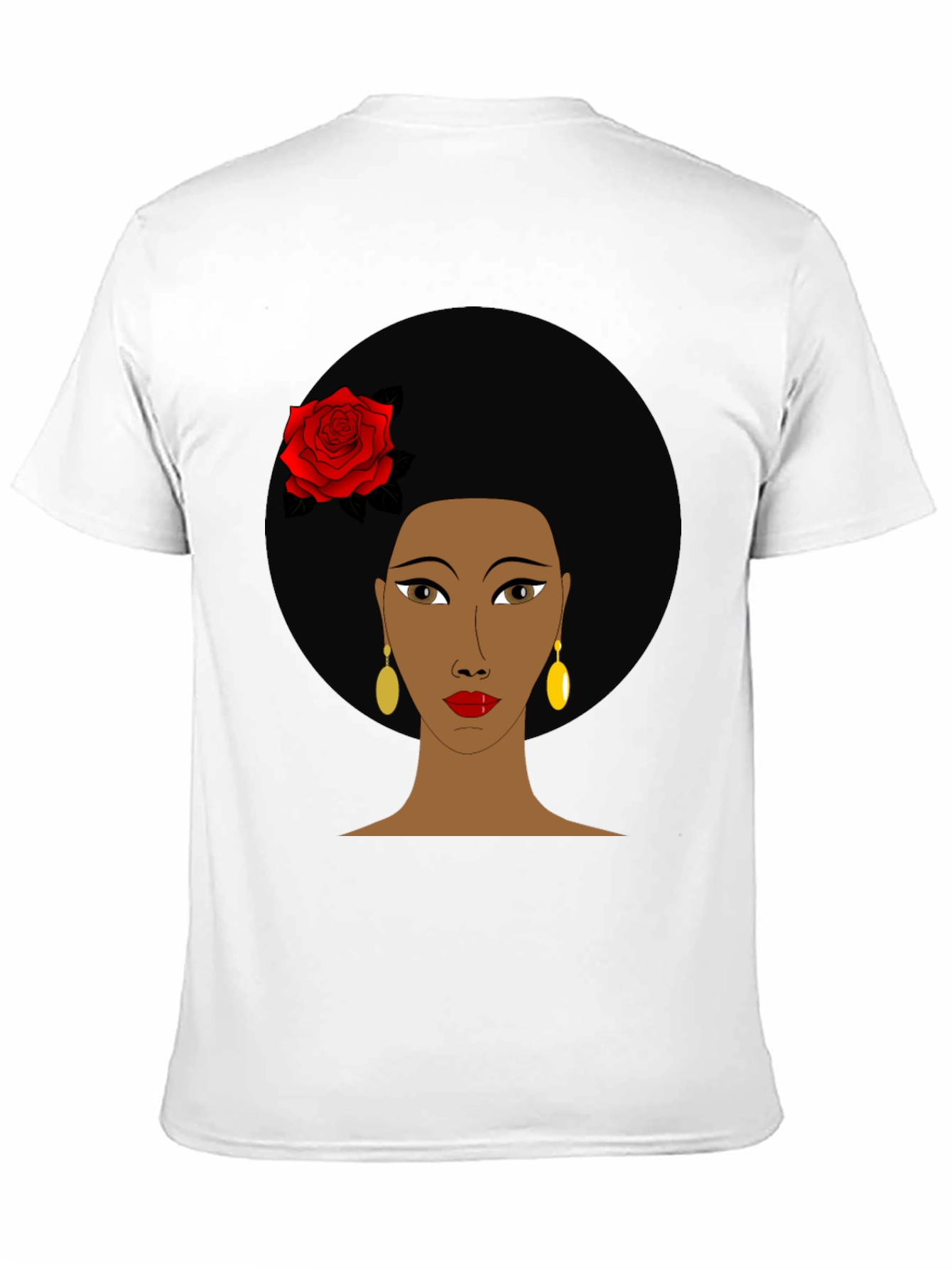 Black Afro Woman Rose Graphic Tee - Stylish Black T-Shirt view 11