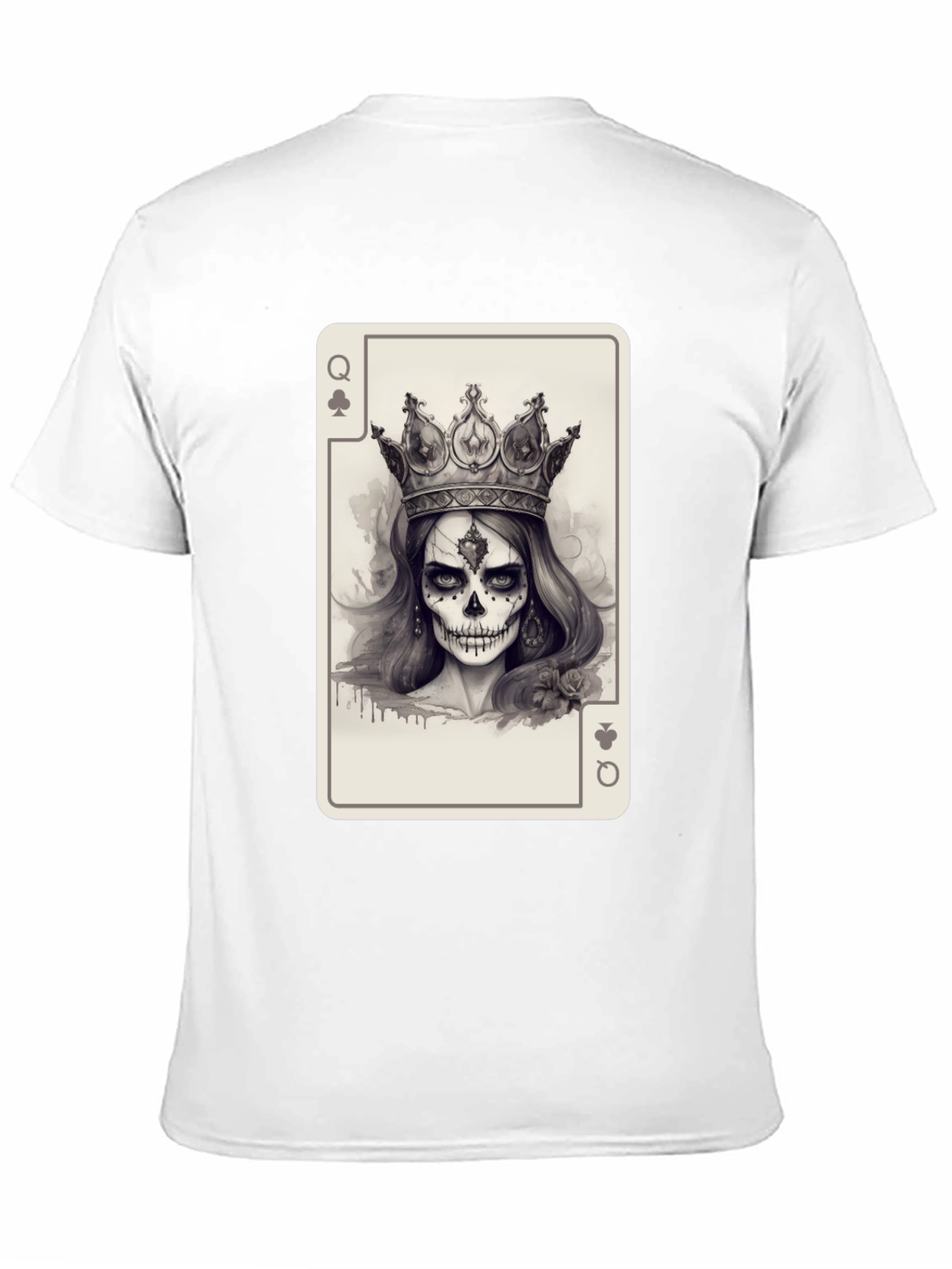Queen of Spades Card Graphic Tee - Skull Crown - 11