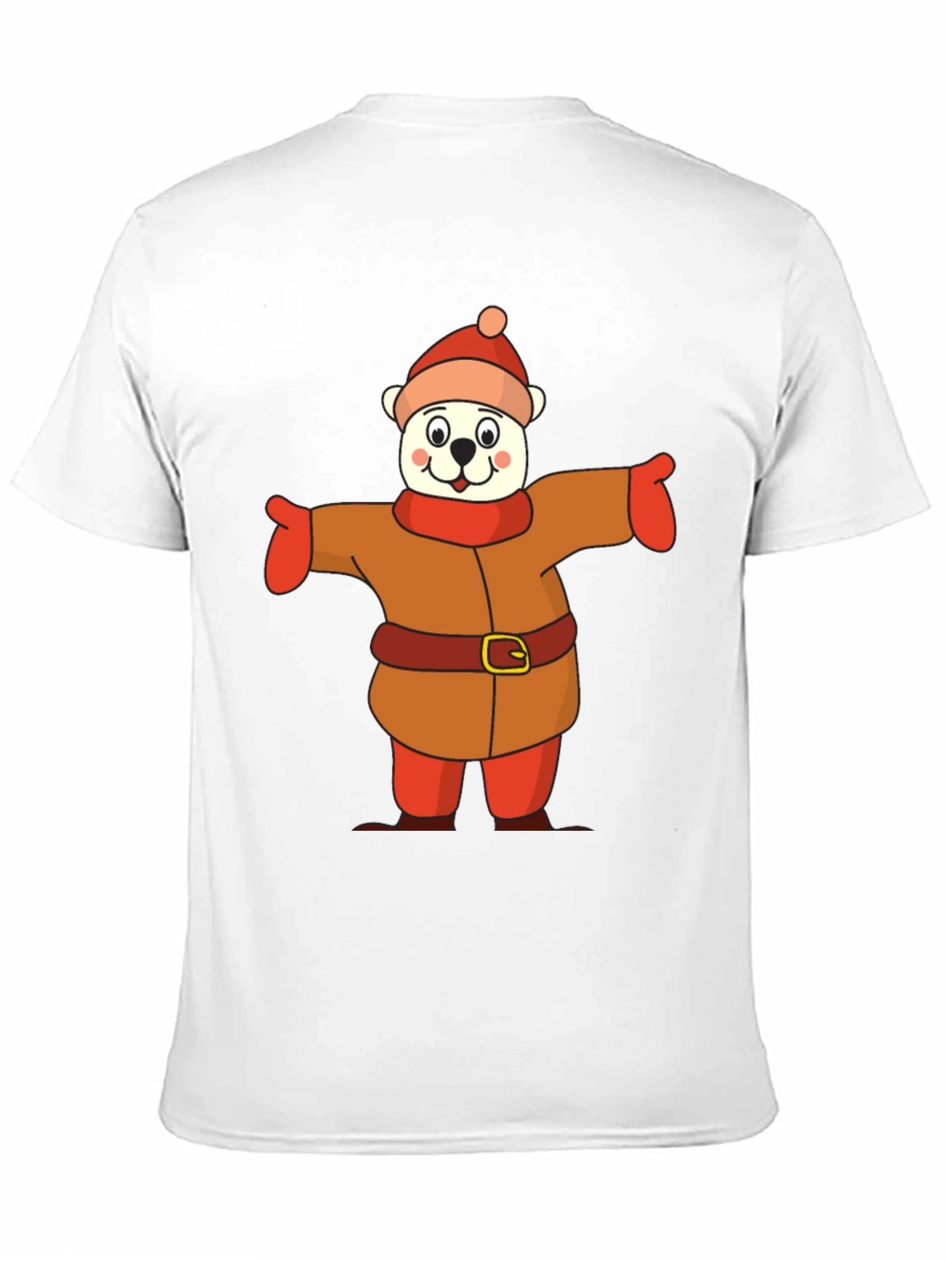 Black Cartoon Bear in Winter Outfit T-Shirt view 11