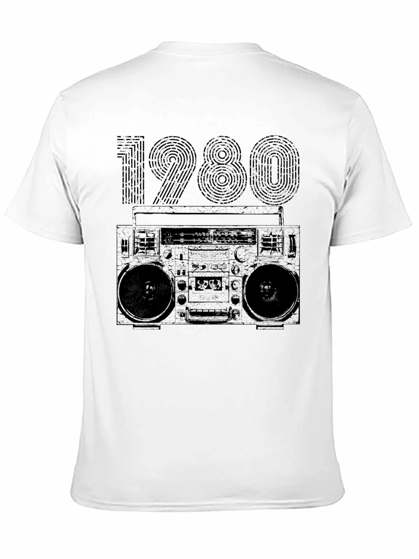 Black Vintage 1980s Boombox Graphic T-Shirt view 11