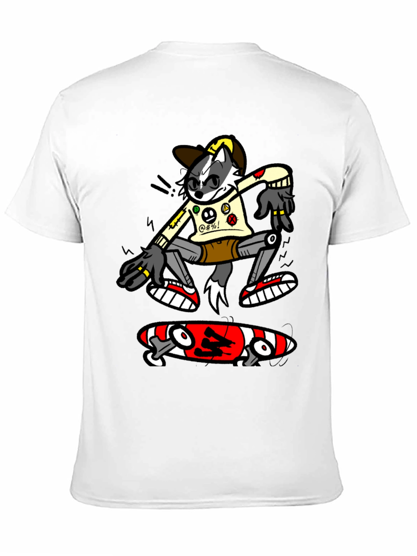 Black Cool Cartoon Skater Graphic Tee - Black Cotton T-Shirt view 11