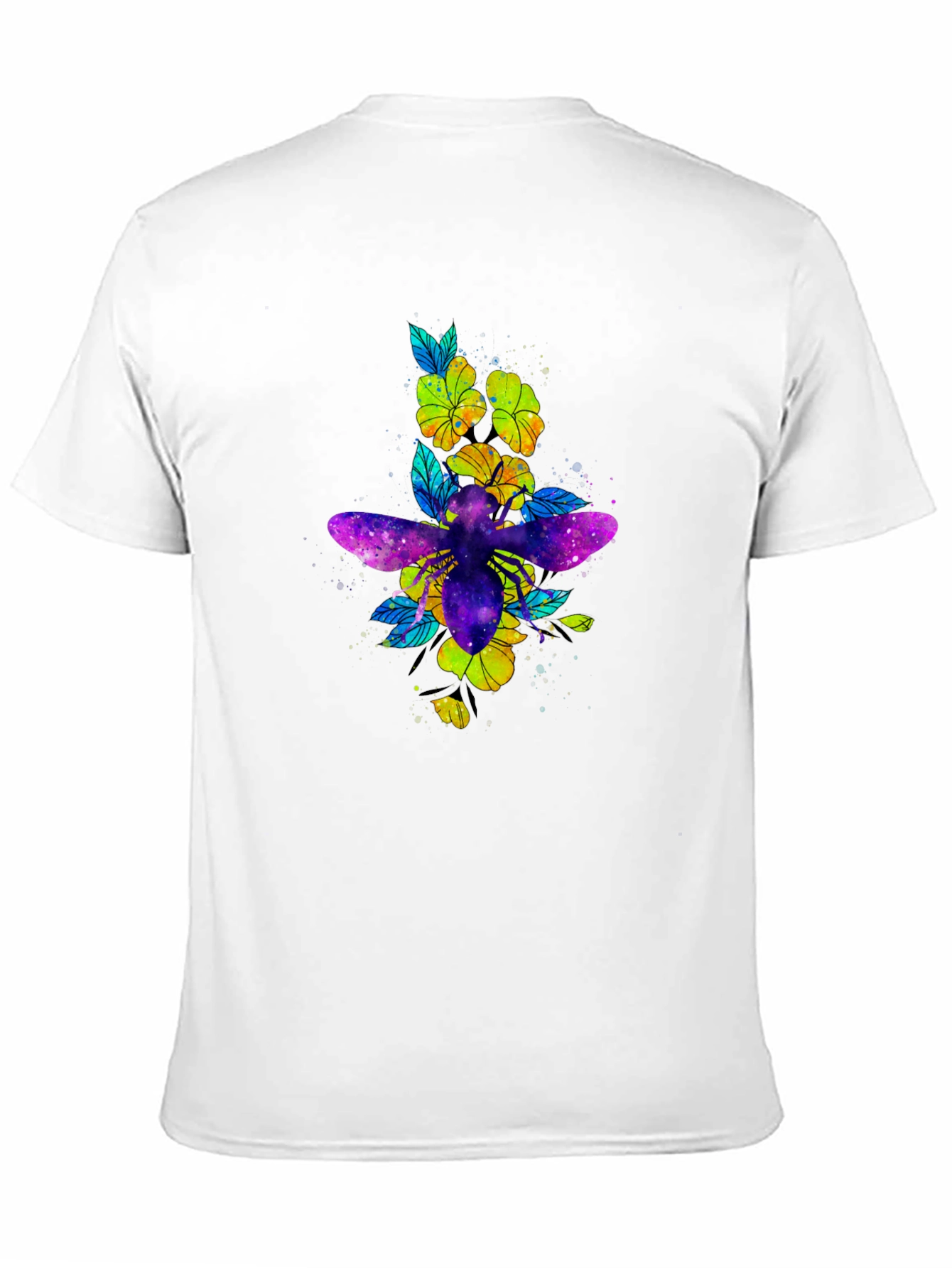 Black Galaxy Bee & Flower Graphic Print Black Tee view 11