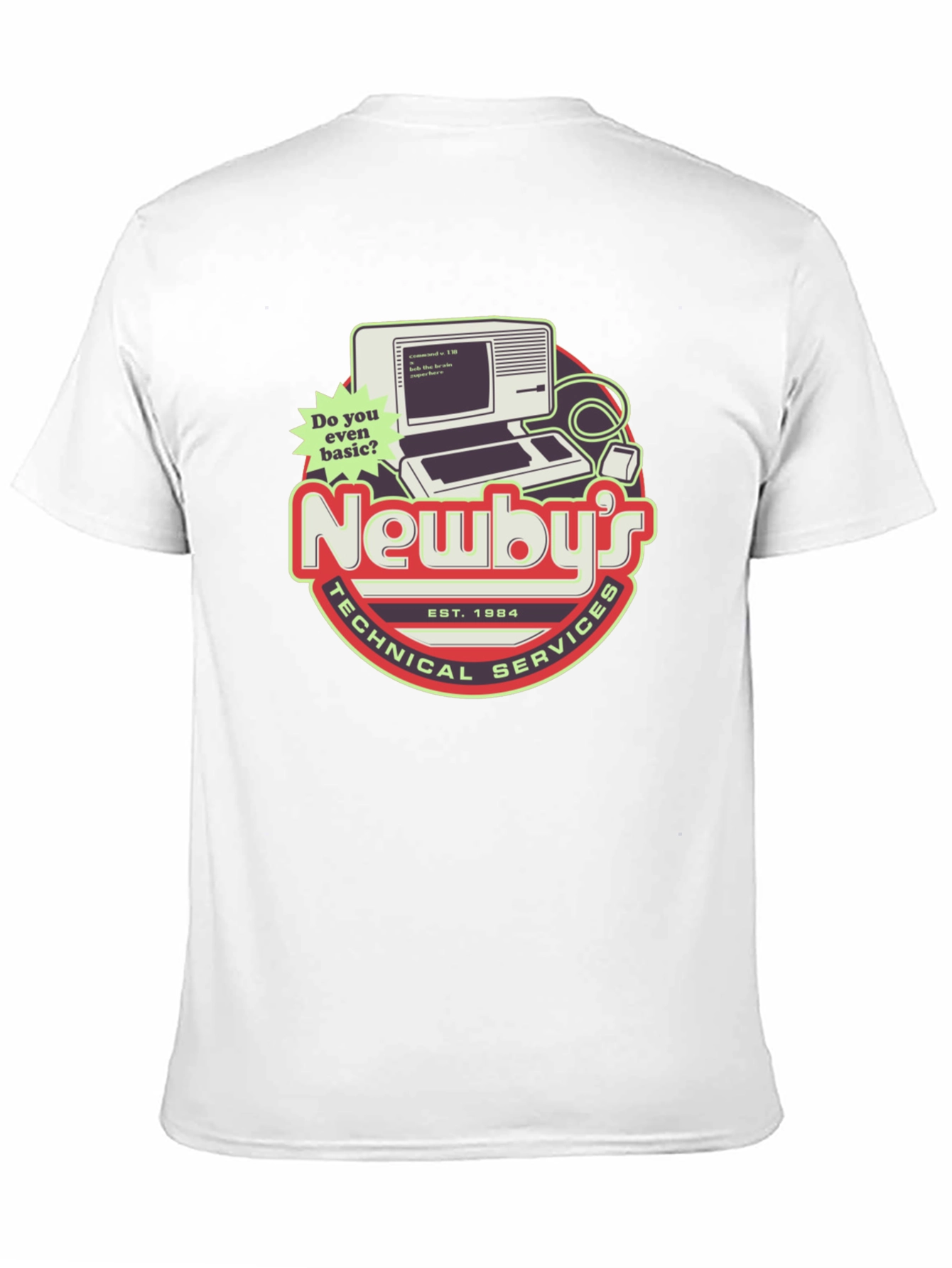 Black Newby's Technical Services Retro Computer Graphic T-Shirt view 11