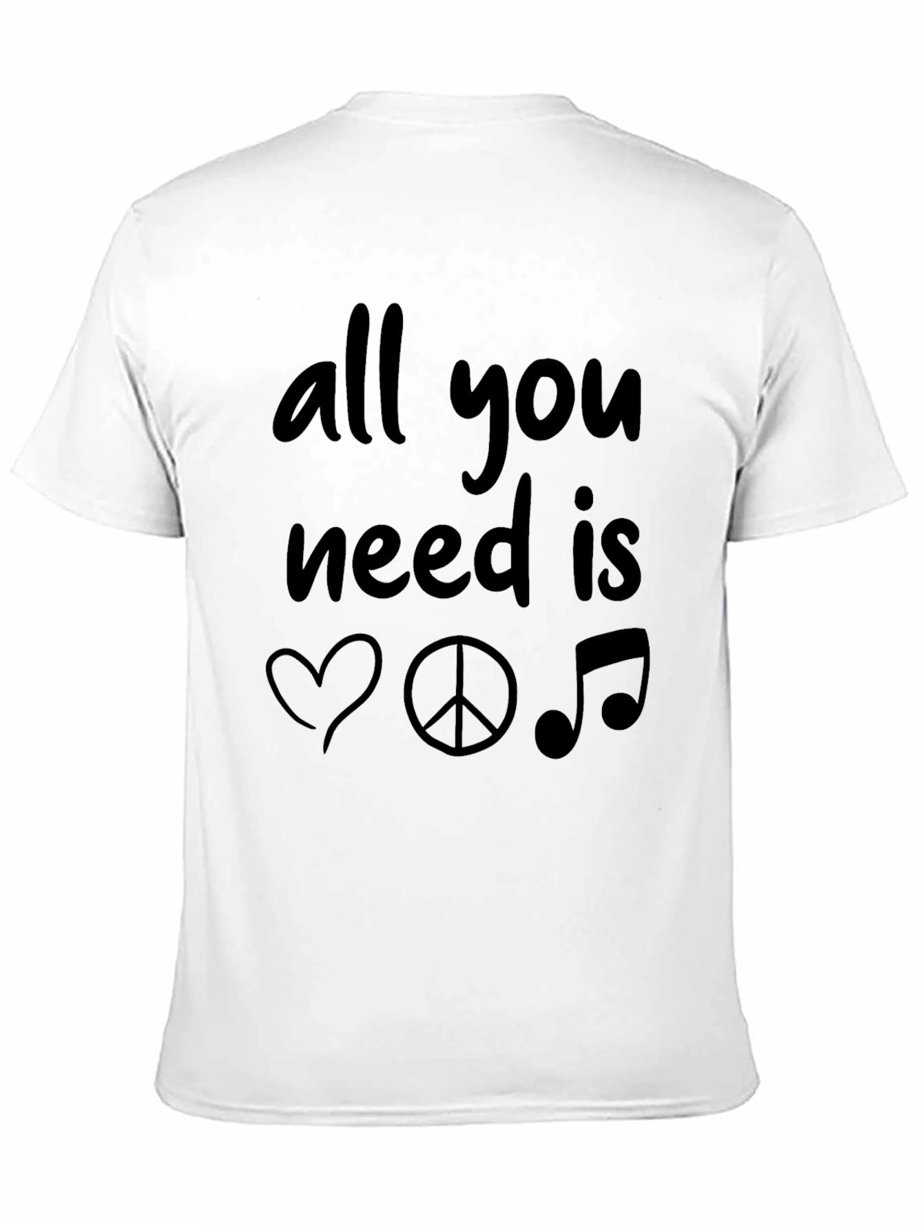 Black All You Need Is Love Peace Music Black T-Shirt view 11