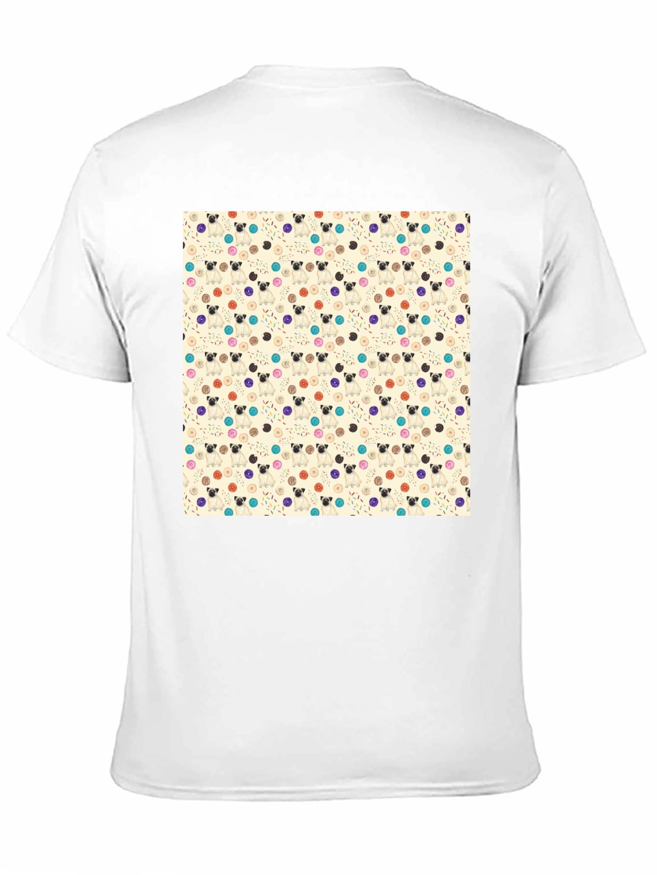 Black Pug & Donut Pattern Tee - Trendy Graphic T-Shirt view 11