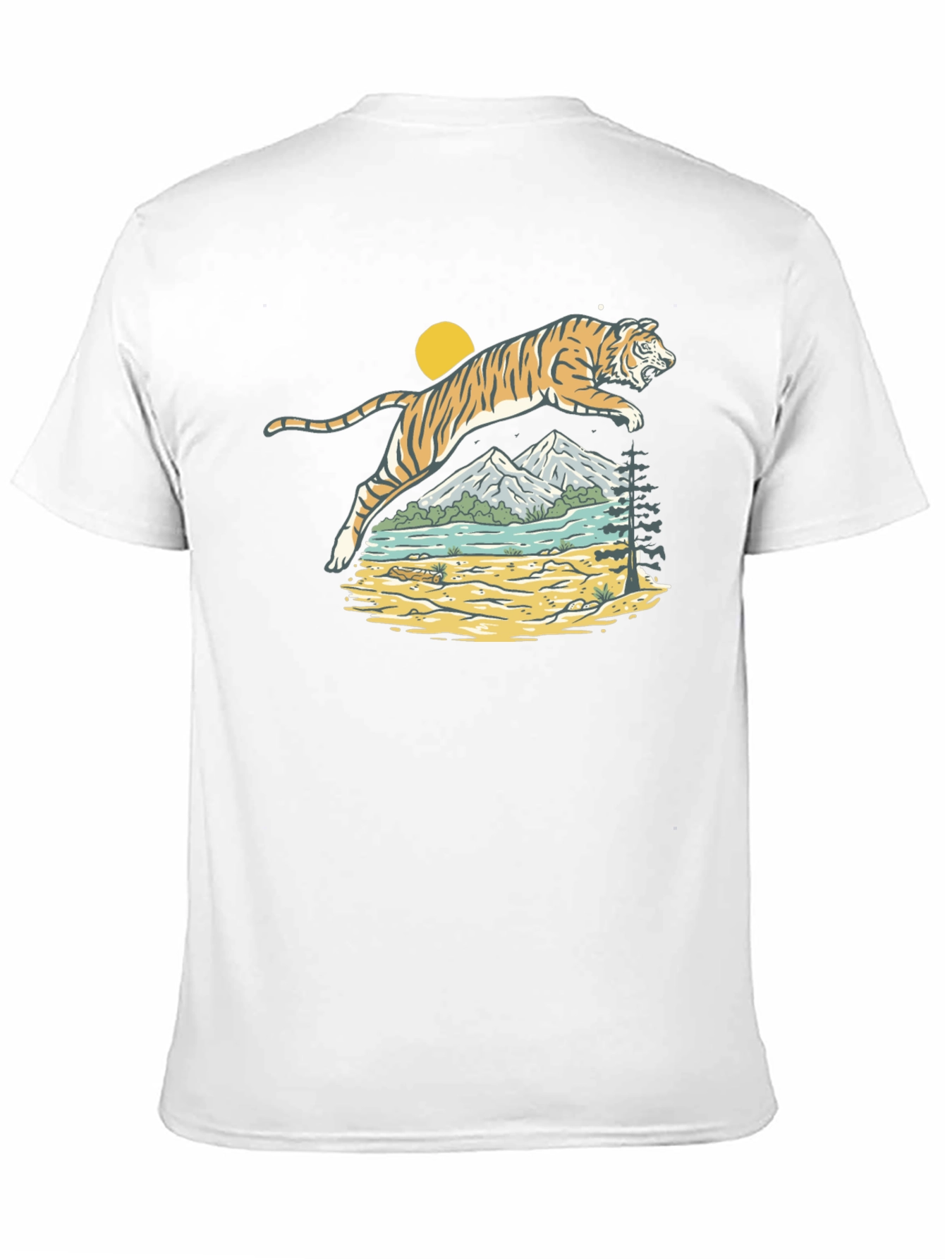 Black Tiger Landscape Graphic Black T-Shirt view 11
