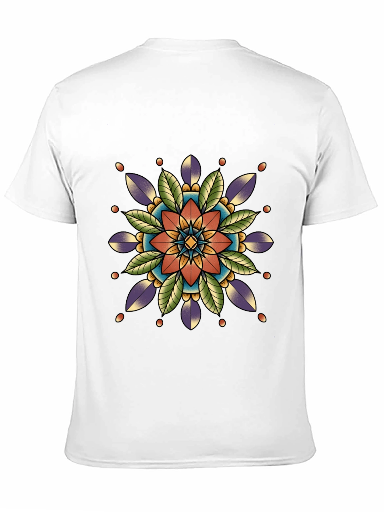 Black Geometric Mandala Print Black T-Shirt view 11