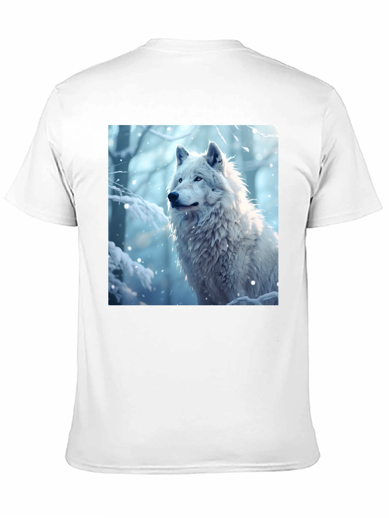Black Wolf Graphic Tee - Winter Scene Black T-Shirt view 11