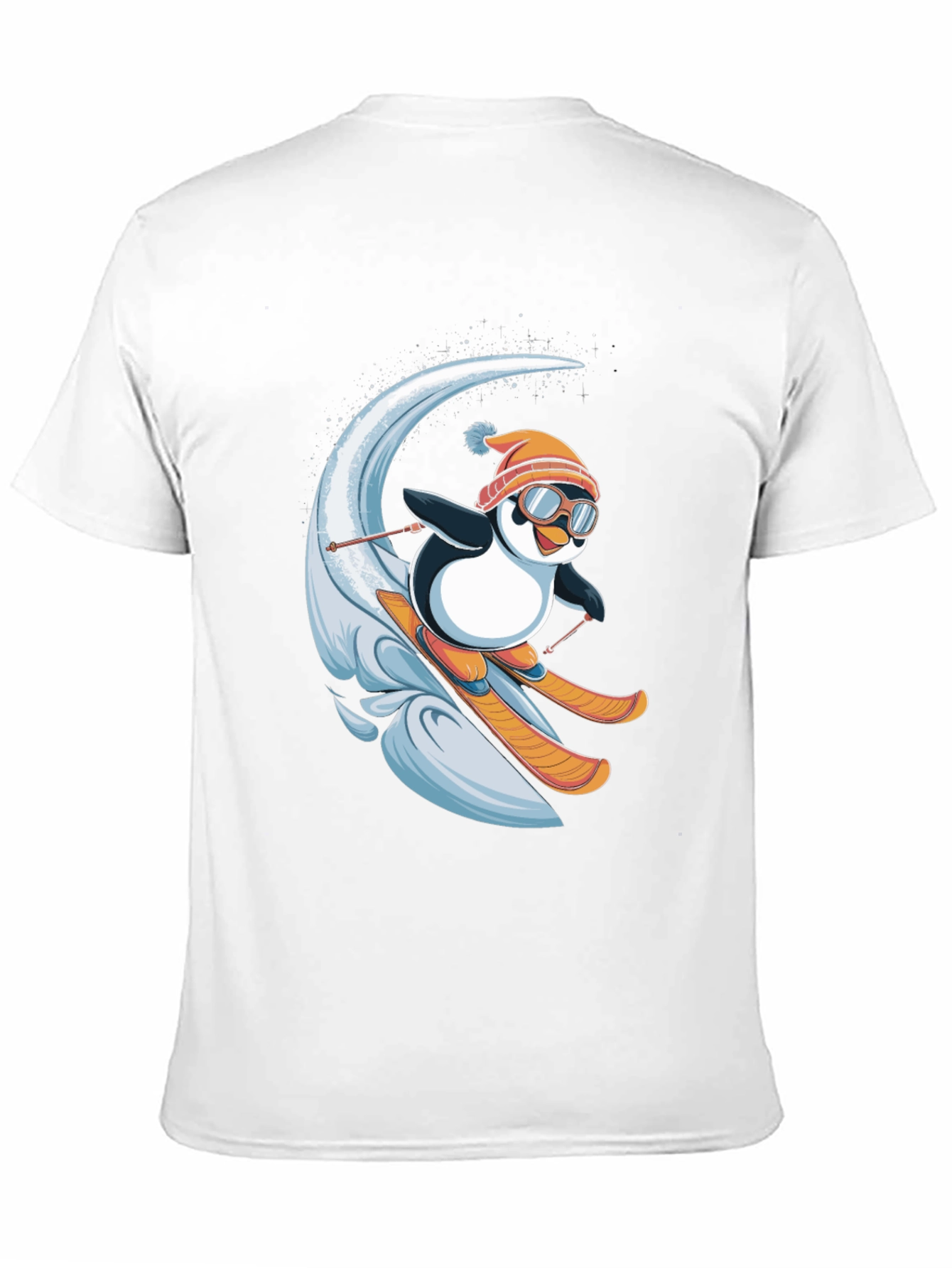 Black Skiing Penguin Graphic T-Shirt - Fun Winter Apparel view 11