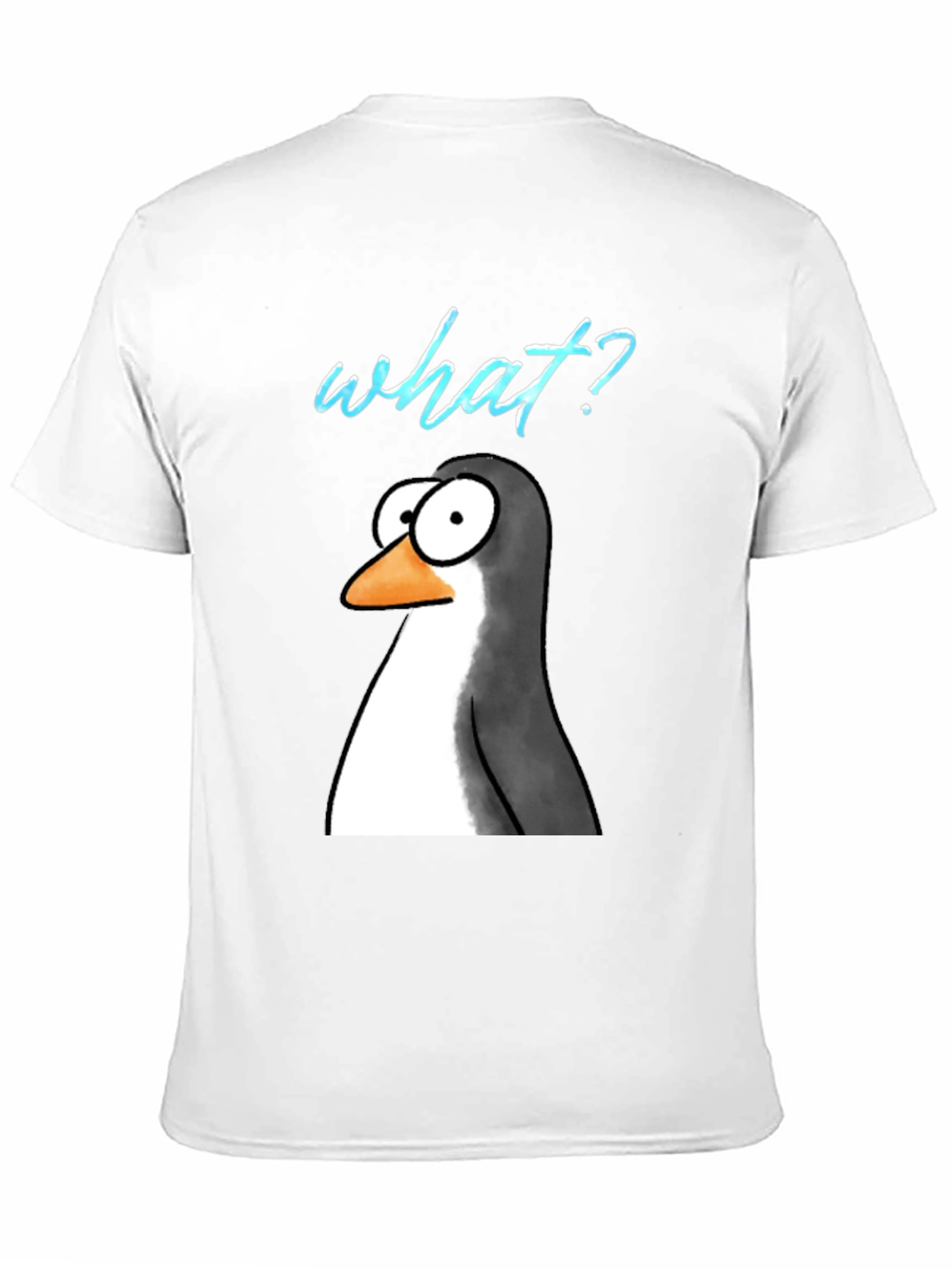 Black Funny Penguin What? Graphic T-Shirt view 11
