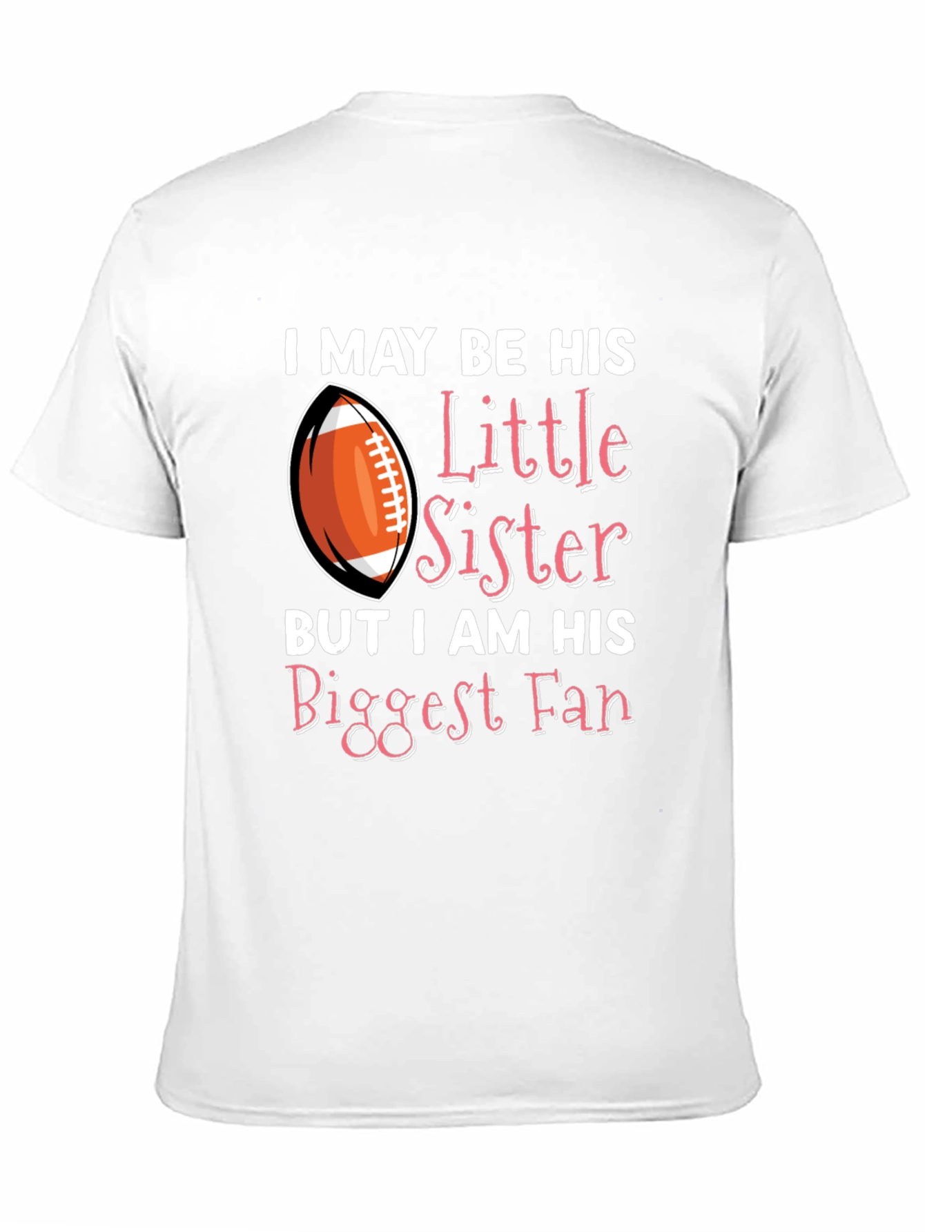 Black Little Sister Biggest Fan Football T-Shirt view 11