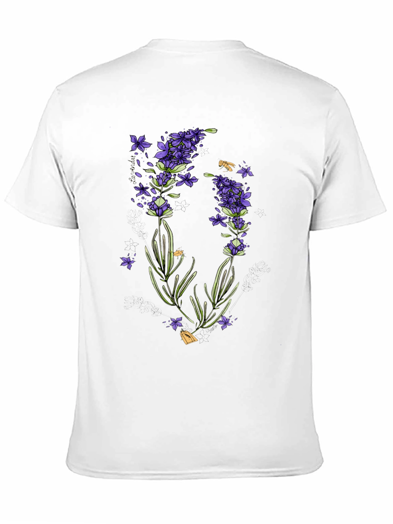 Black Lavender Print Black T-Shirt - Stylish & Unique view 11