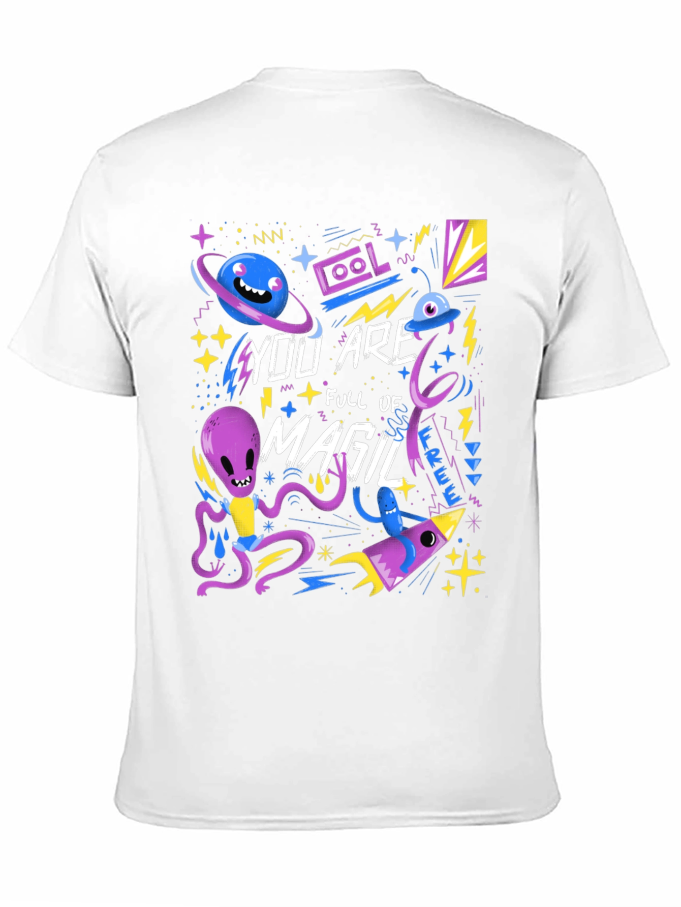 Black Space Magic Graphic T-Shirt - Cool Alien Design view 11