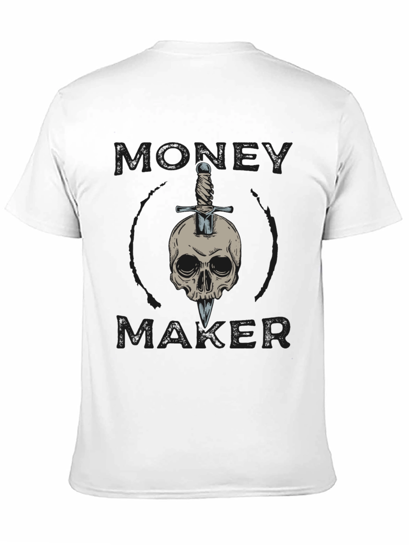 Black Money Maker Skull & Sword Graphic Tee - Black view 11