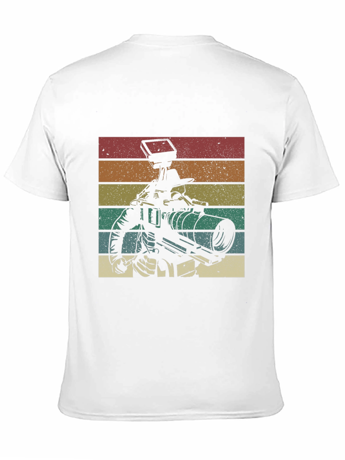 Black Retro Robot Cameraman T-Shirt - Vintage Style Graphic Tee view 11