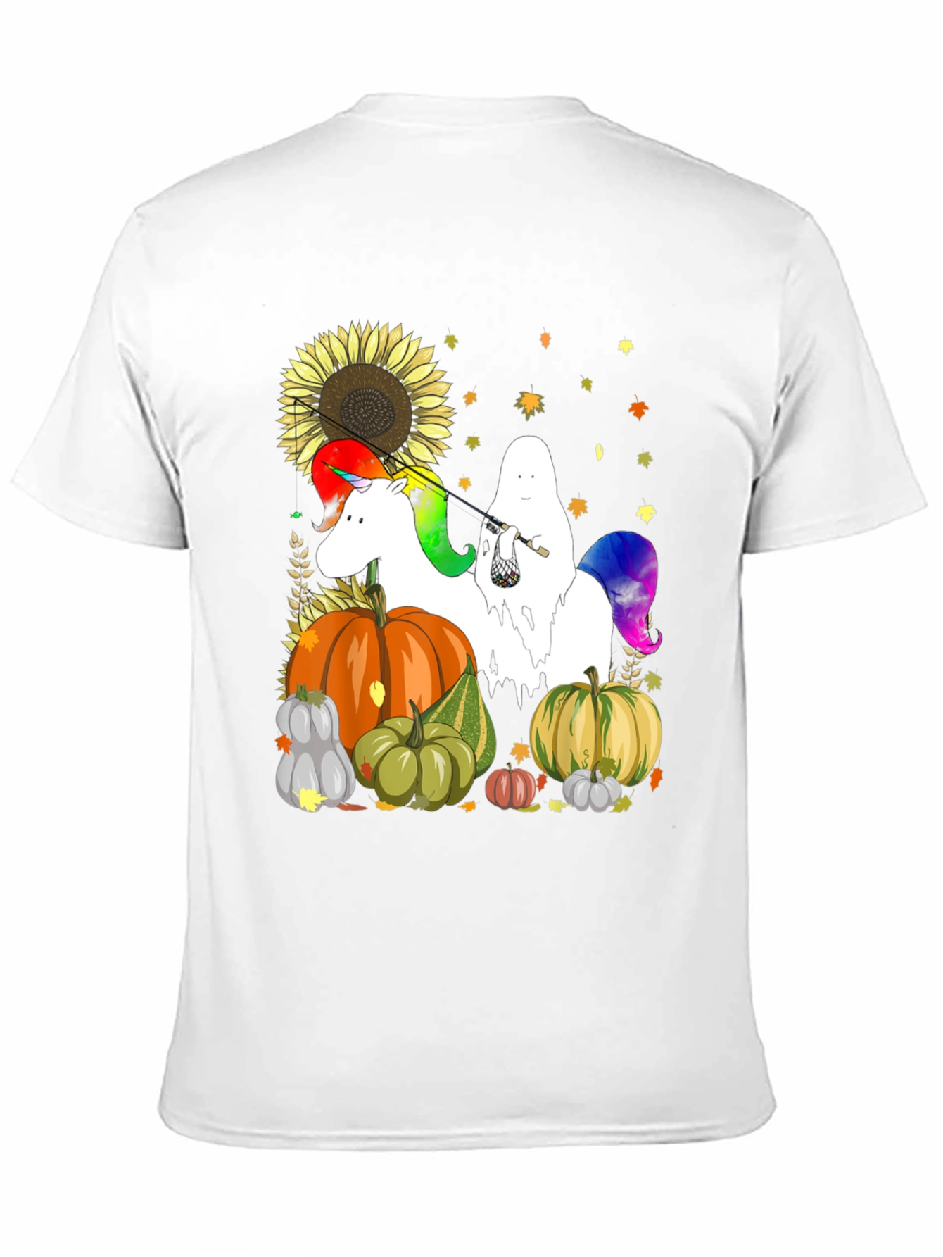 Black Unicorn Ghost Pumpkin Fall T-Shirt view 11