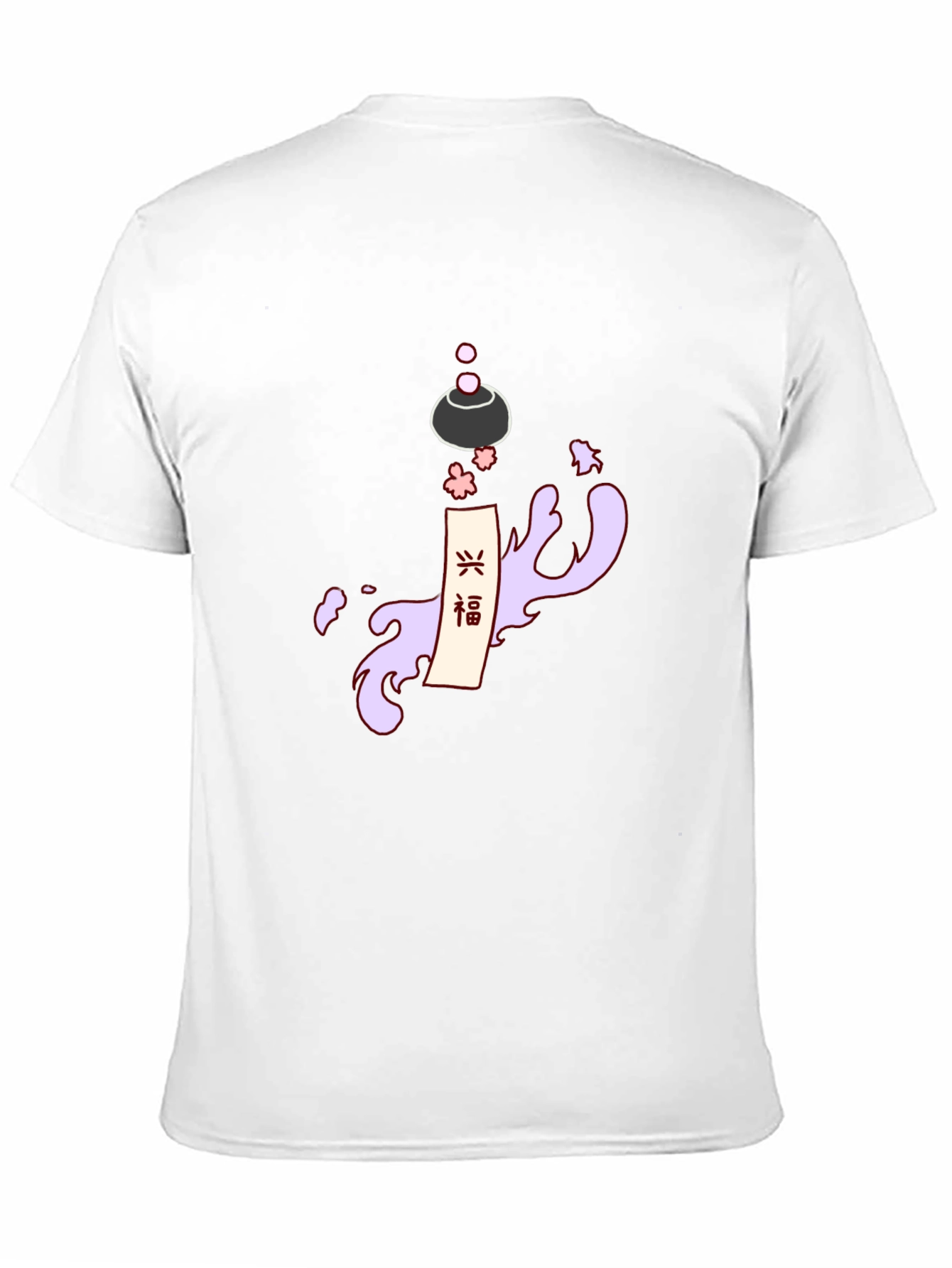 Black Men's Black T-Shirt with Japanese-Inspired Graphic view 11