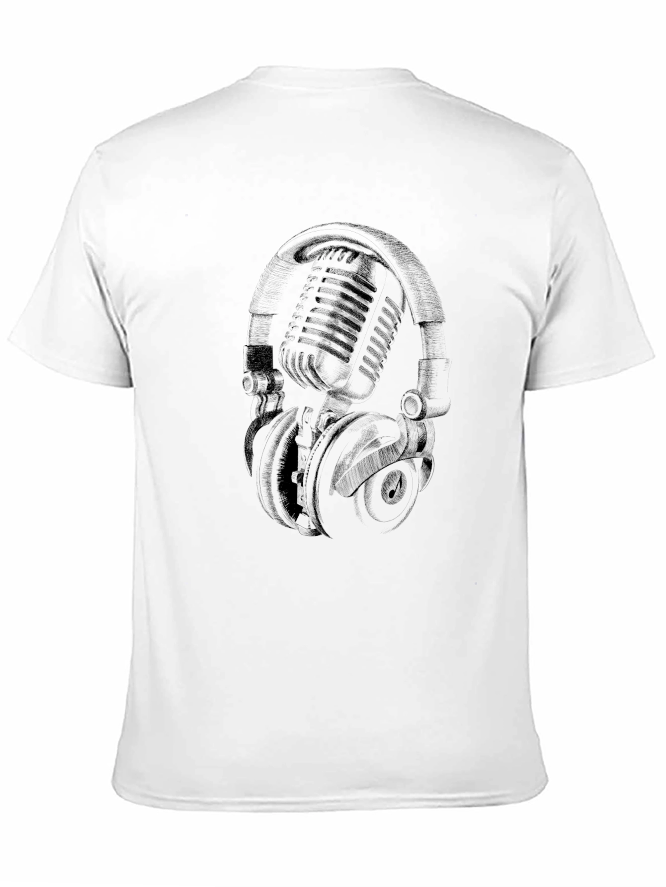 Black Retro Microphone & Headphones Graphic T-Shirt - Black view 11
