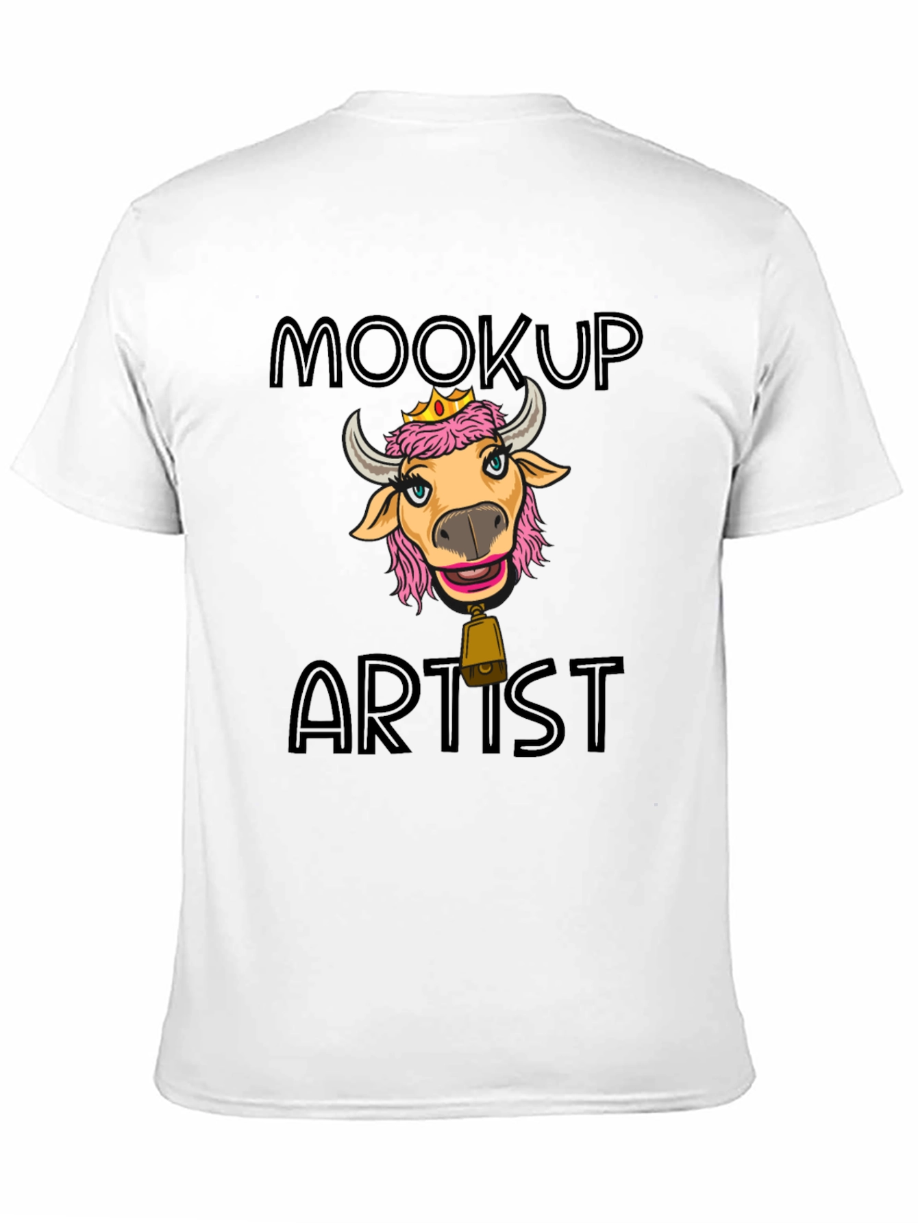 Black Moocup Artist Graphic T-Shirt Funny Cow Tee view 11