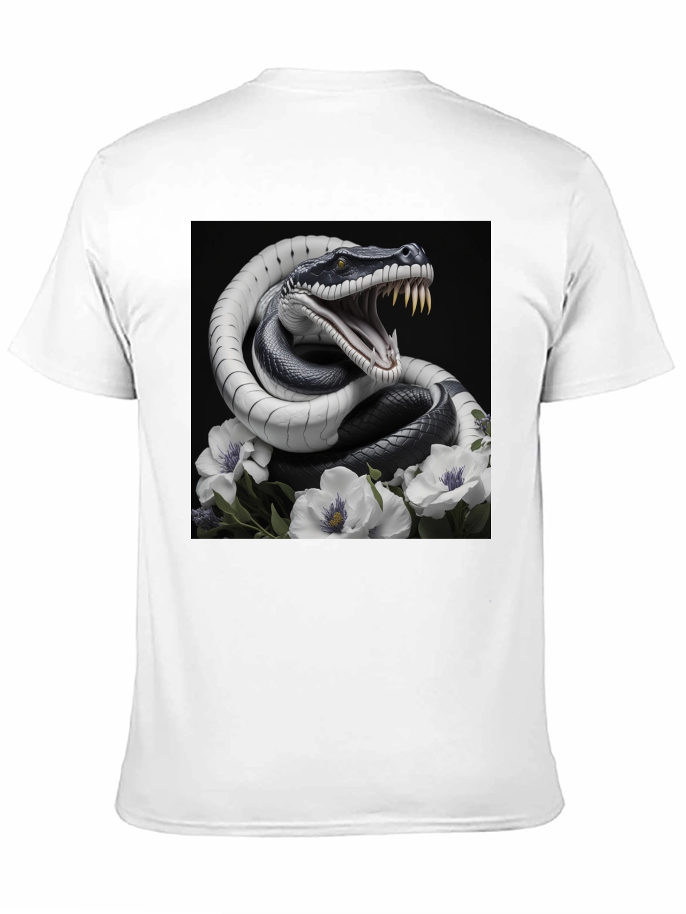 Black Snake & Floral Graphic Tee - Men's Black T-Shirt view 11