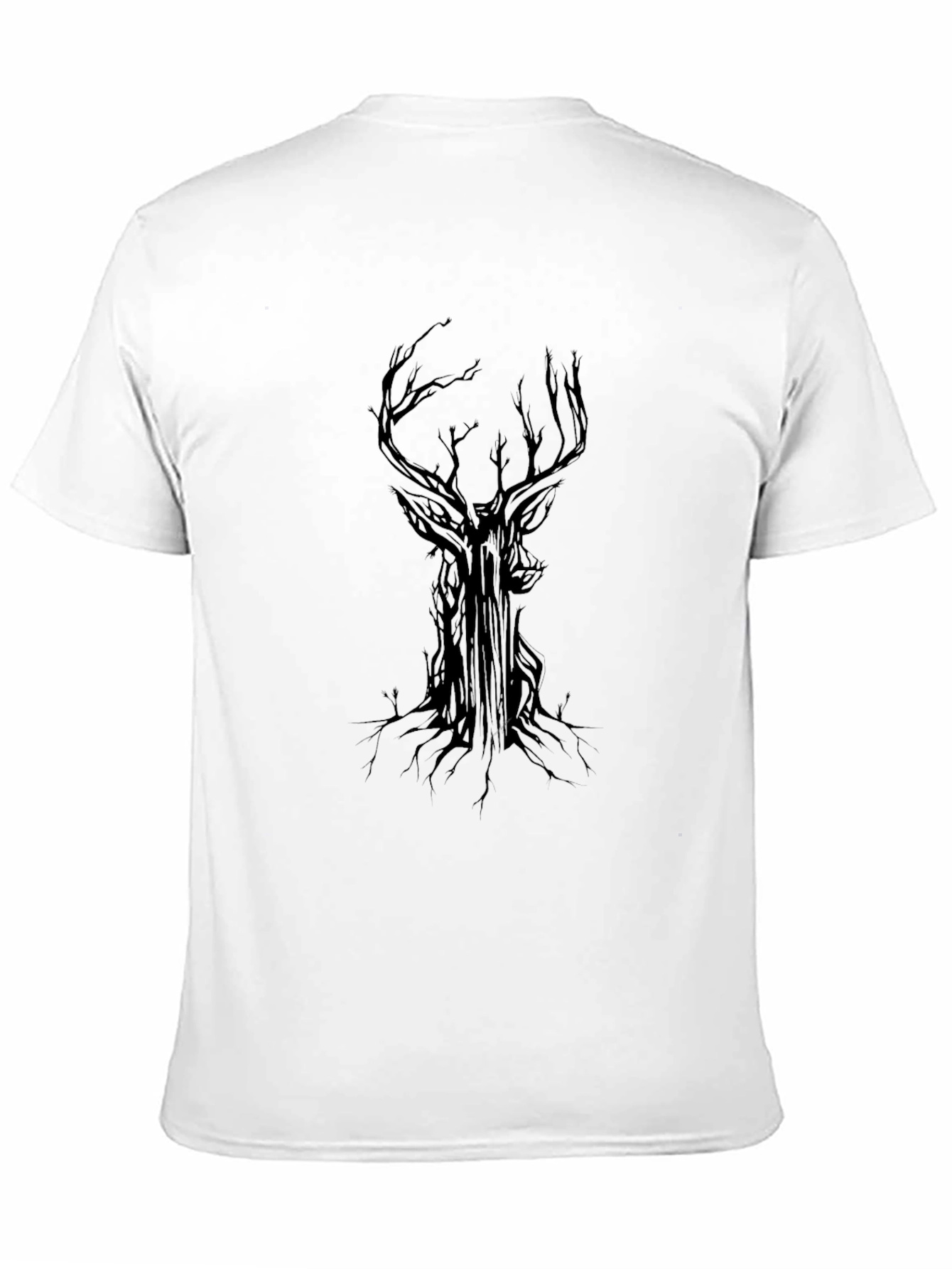 Black Men's Black T-Shirt with Stag Tree Graphic view 11
