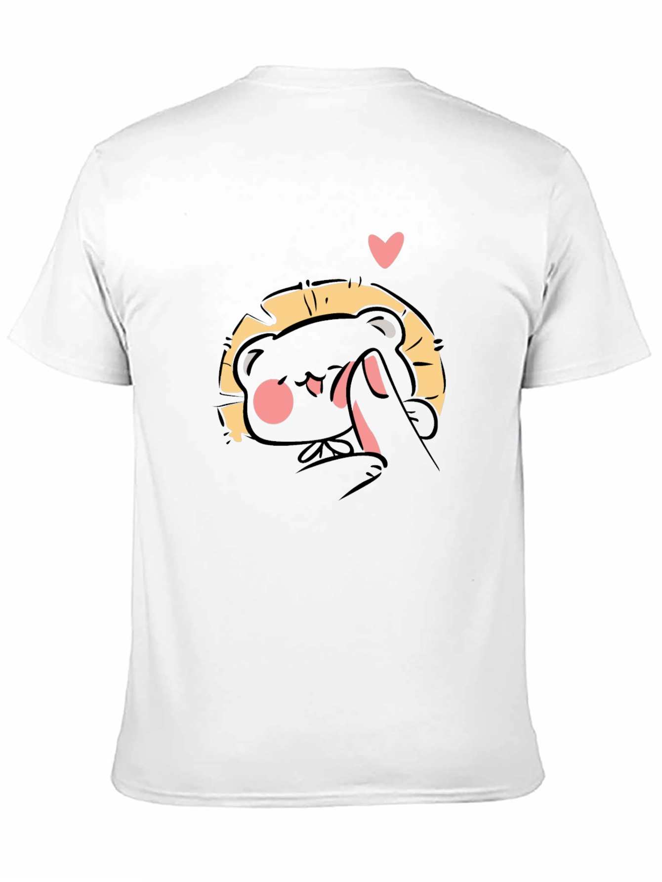 Cute Bear 'Finger Heart' Black T-Shirt - 11