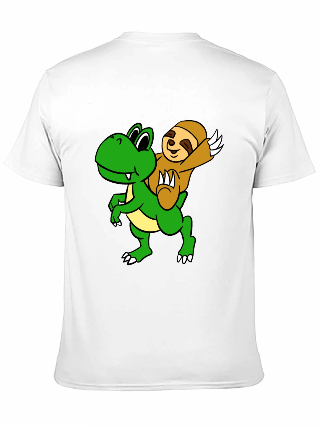 Black Sloth Riding Dinosaur Graphic Tee view 11