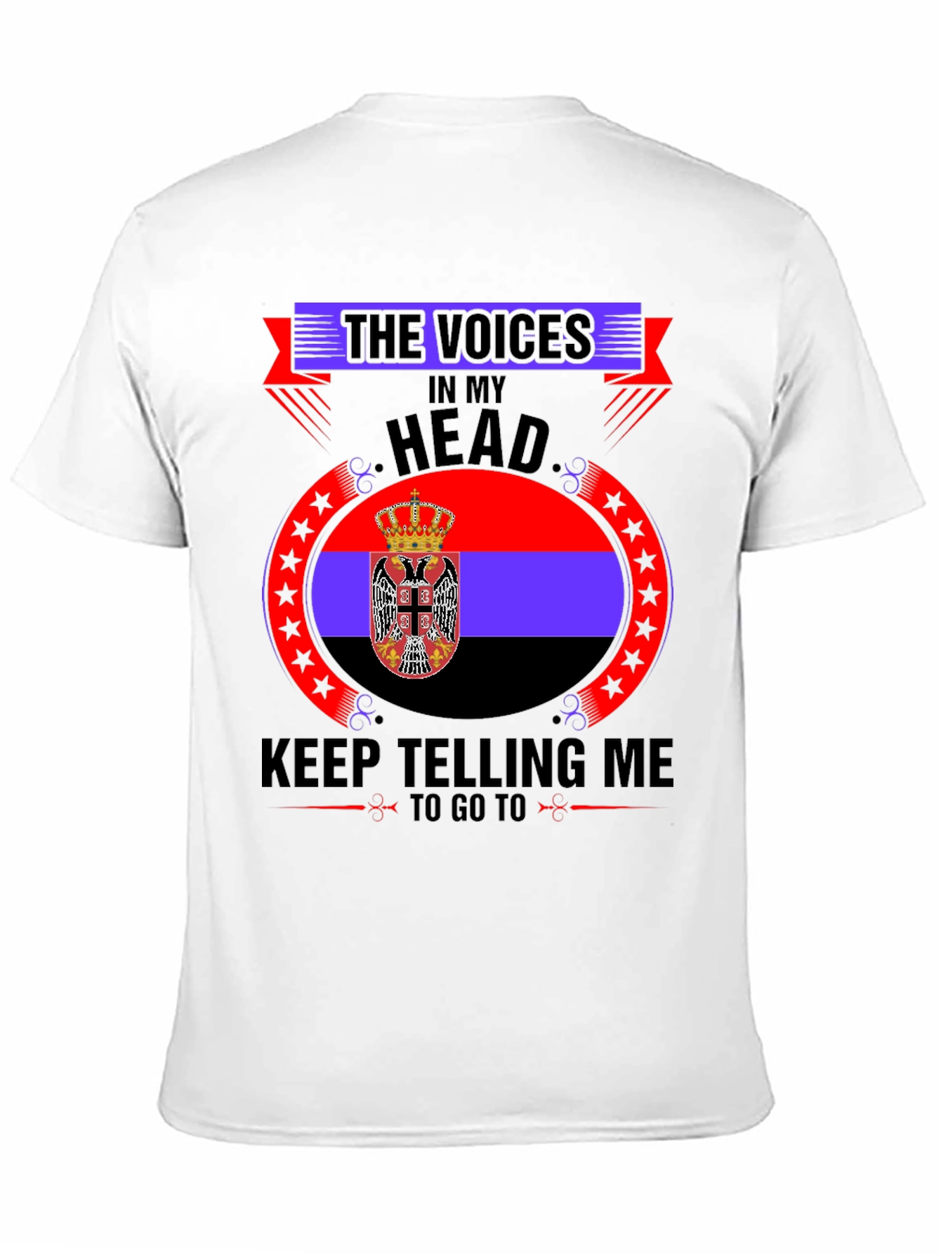 Black Serbia Flag T-Shirt - Voices In My Head view 11