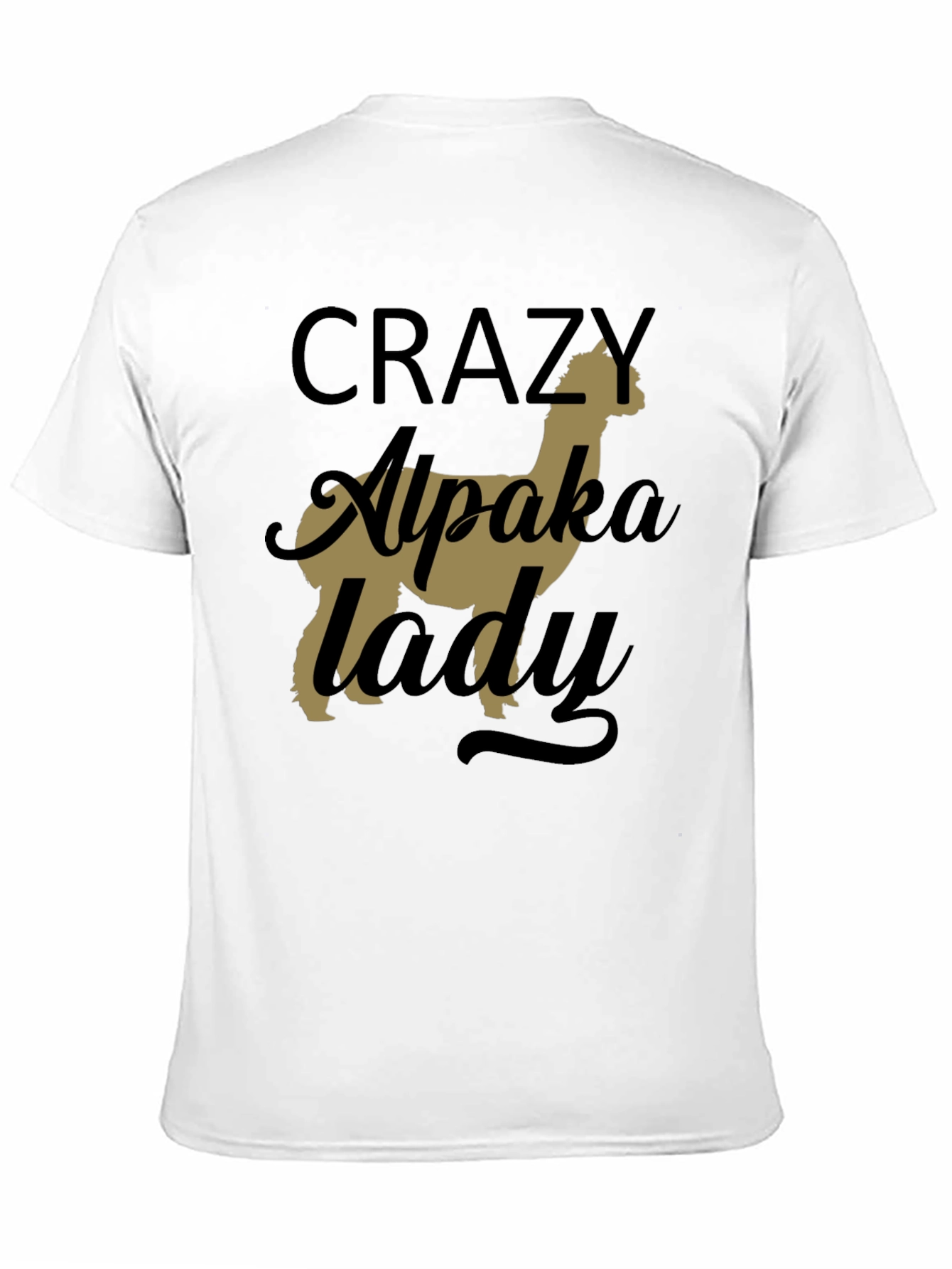 Black Crazy Alpaca Lady T-Shirt - Novelty Graphic Tee view 11