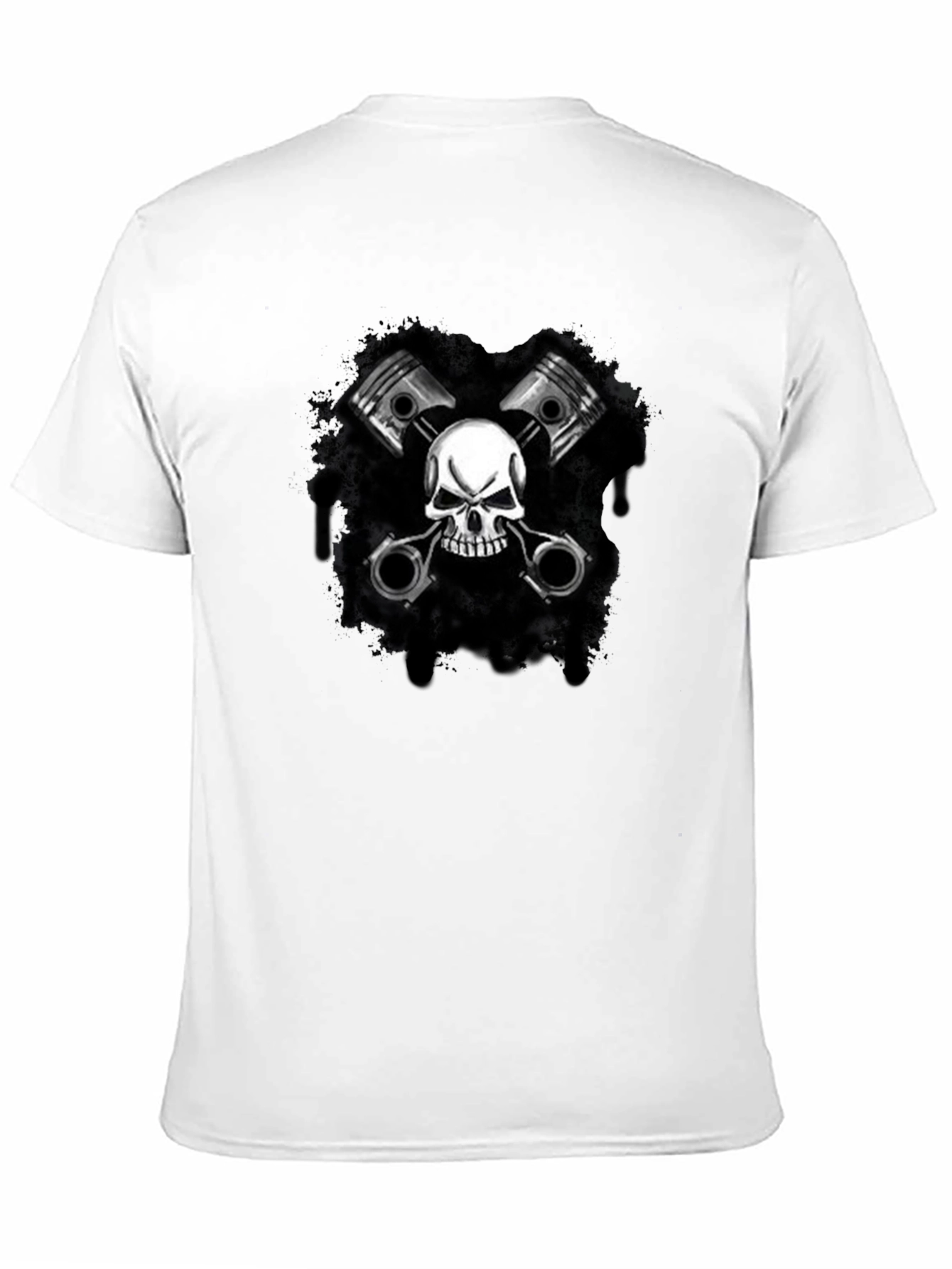 Black Skull & Pistons Graphic Black T-Shirt view 11