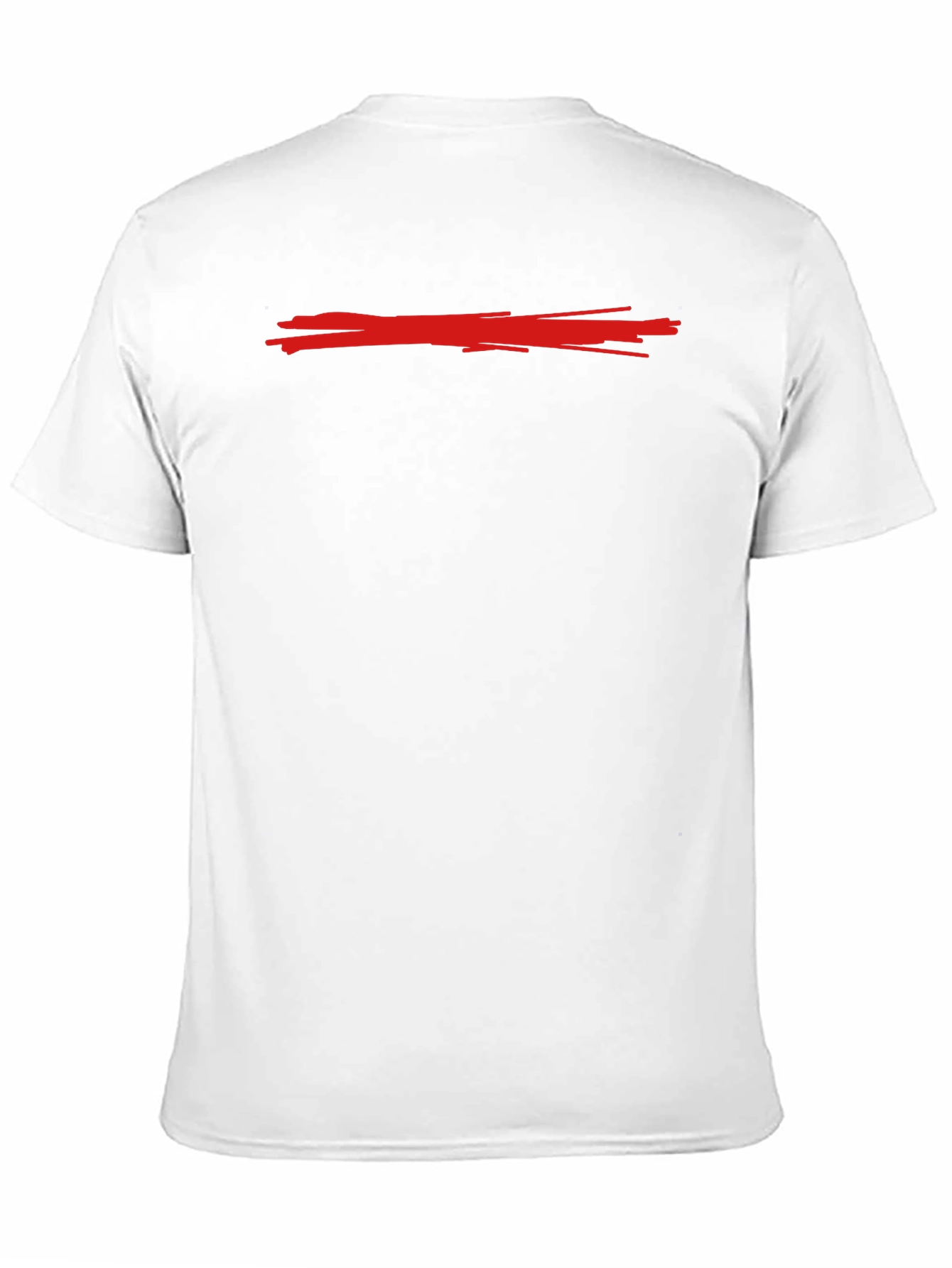 Black Men's Black Crew Neck T-Shirt with Red Line view 11