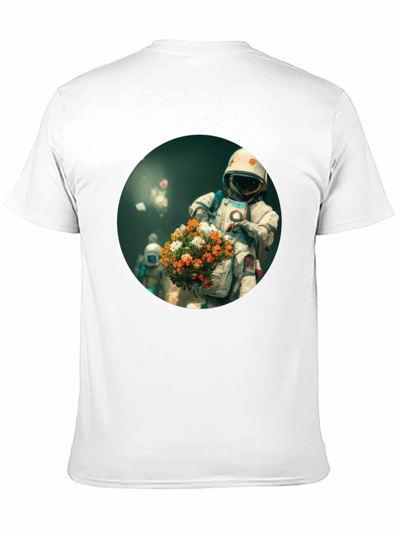 Black Astronaut with Flowers Graphic Tee - Black view 11