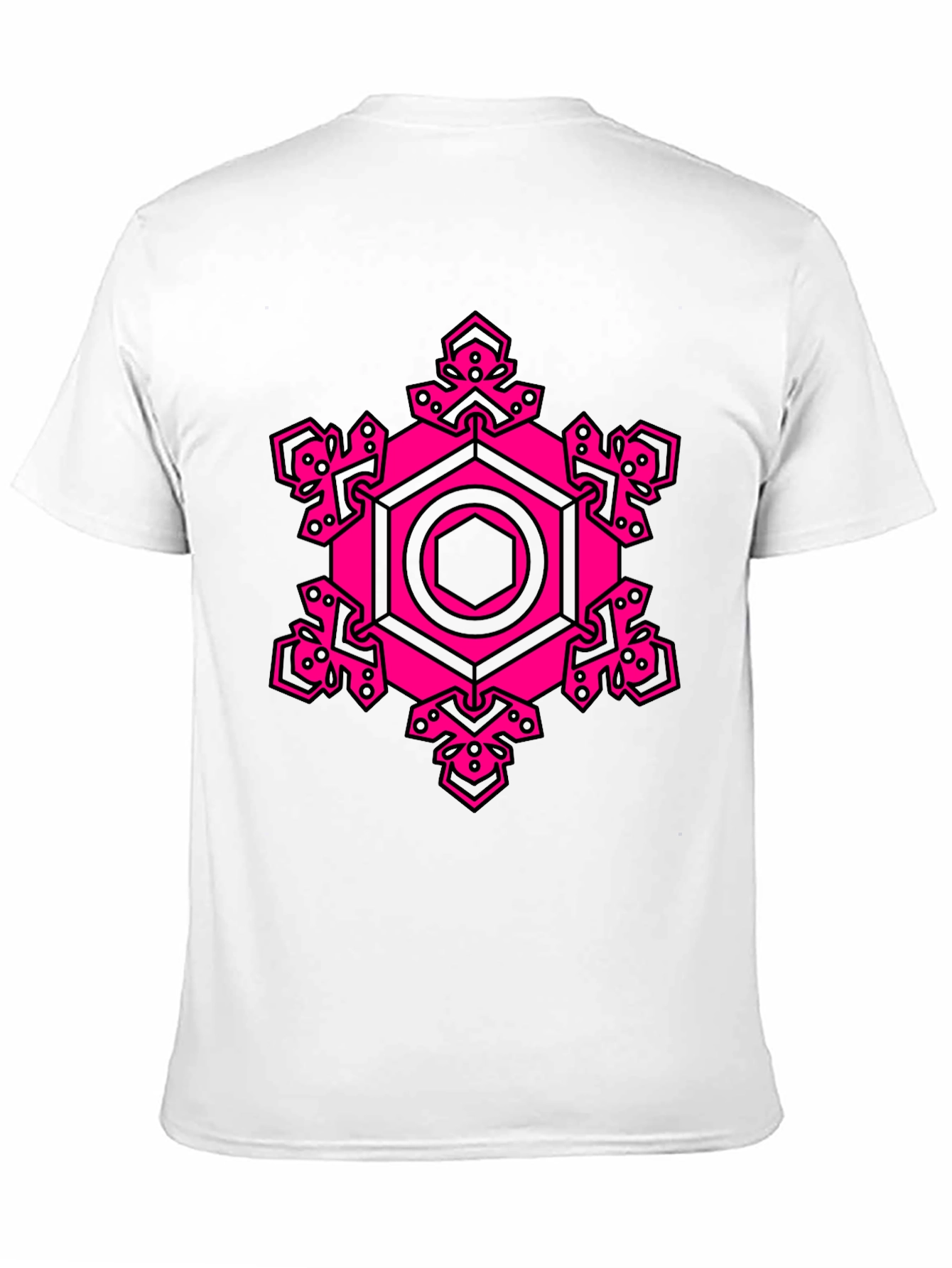 Black Geometric Pink Hexagon Graphic T-Shirt view 11