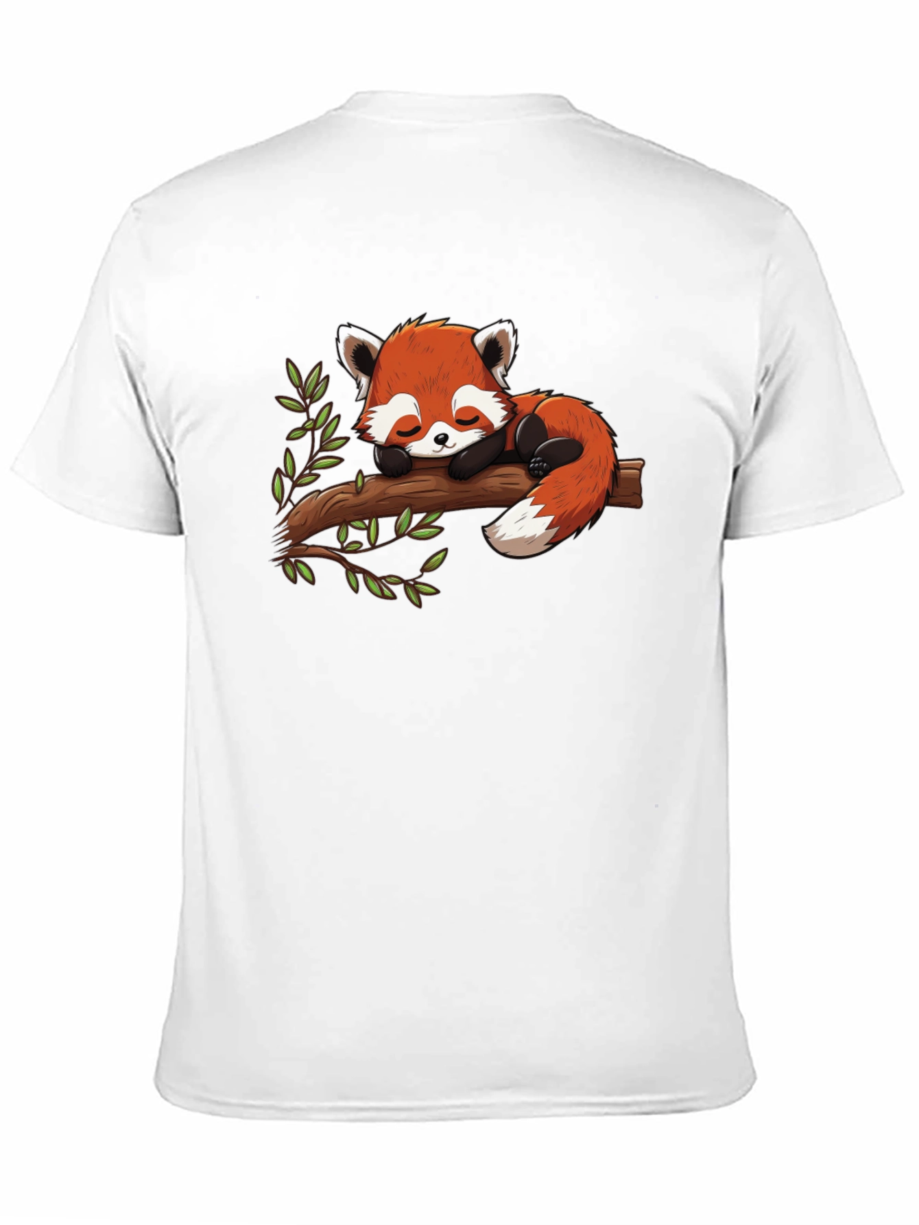Black Cute Red Panda Napping on Branch Graphic Tee view 11