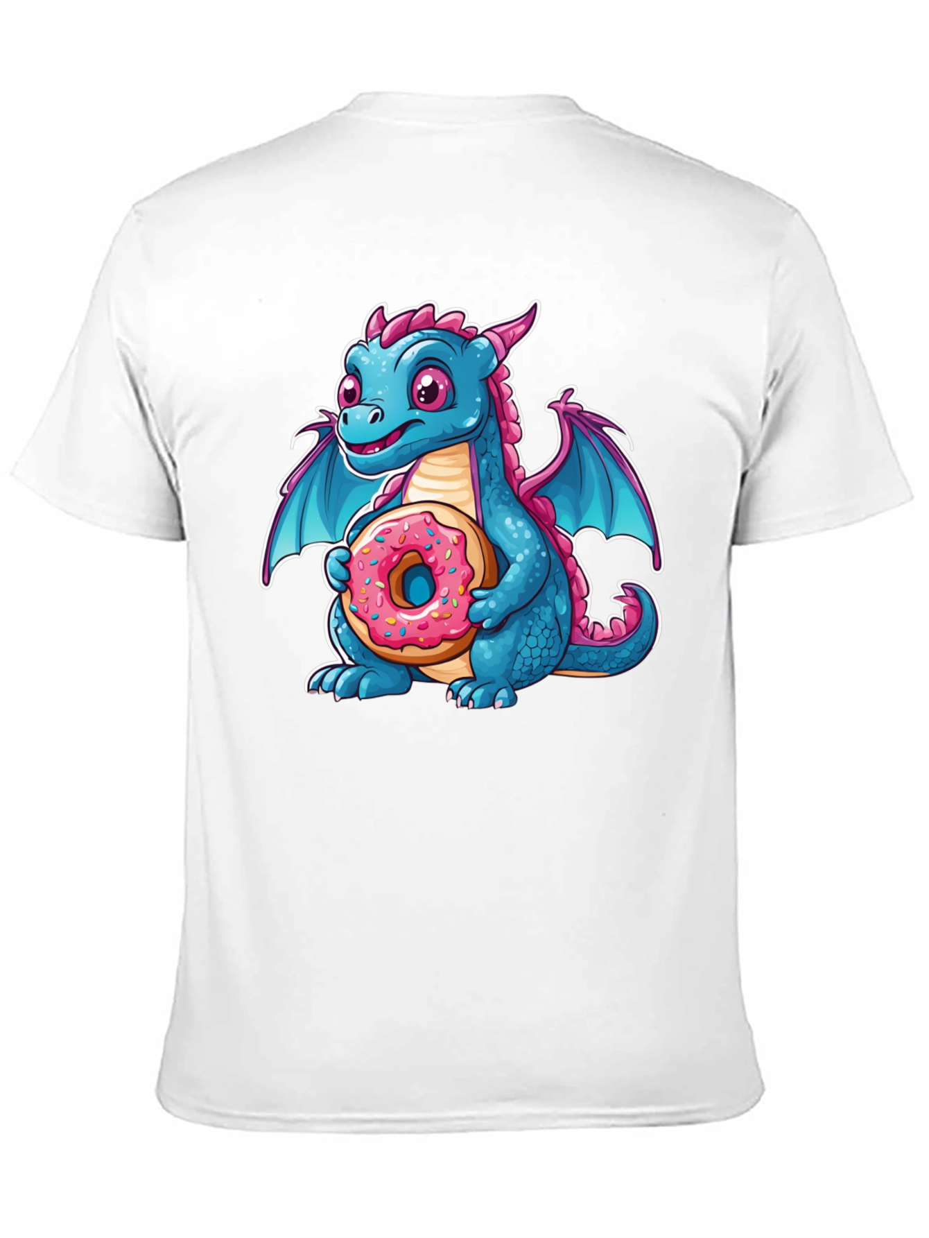 Black Cute Dragon Donut T-Shirt - Cartoon Graphic Tee view 11
