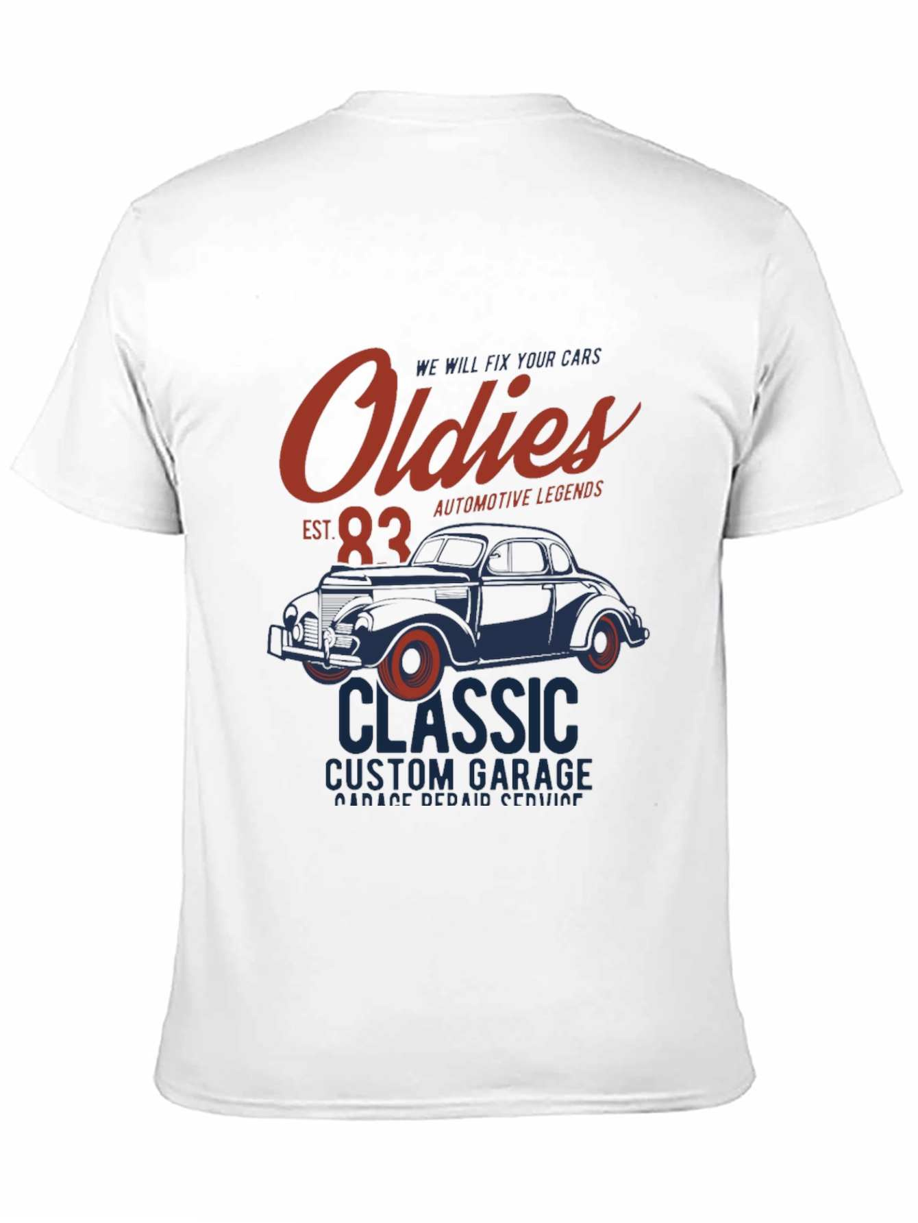 Black Oldies Classic Car Garage T-Shirt view 11