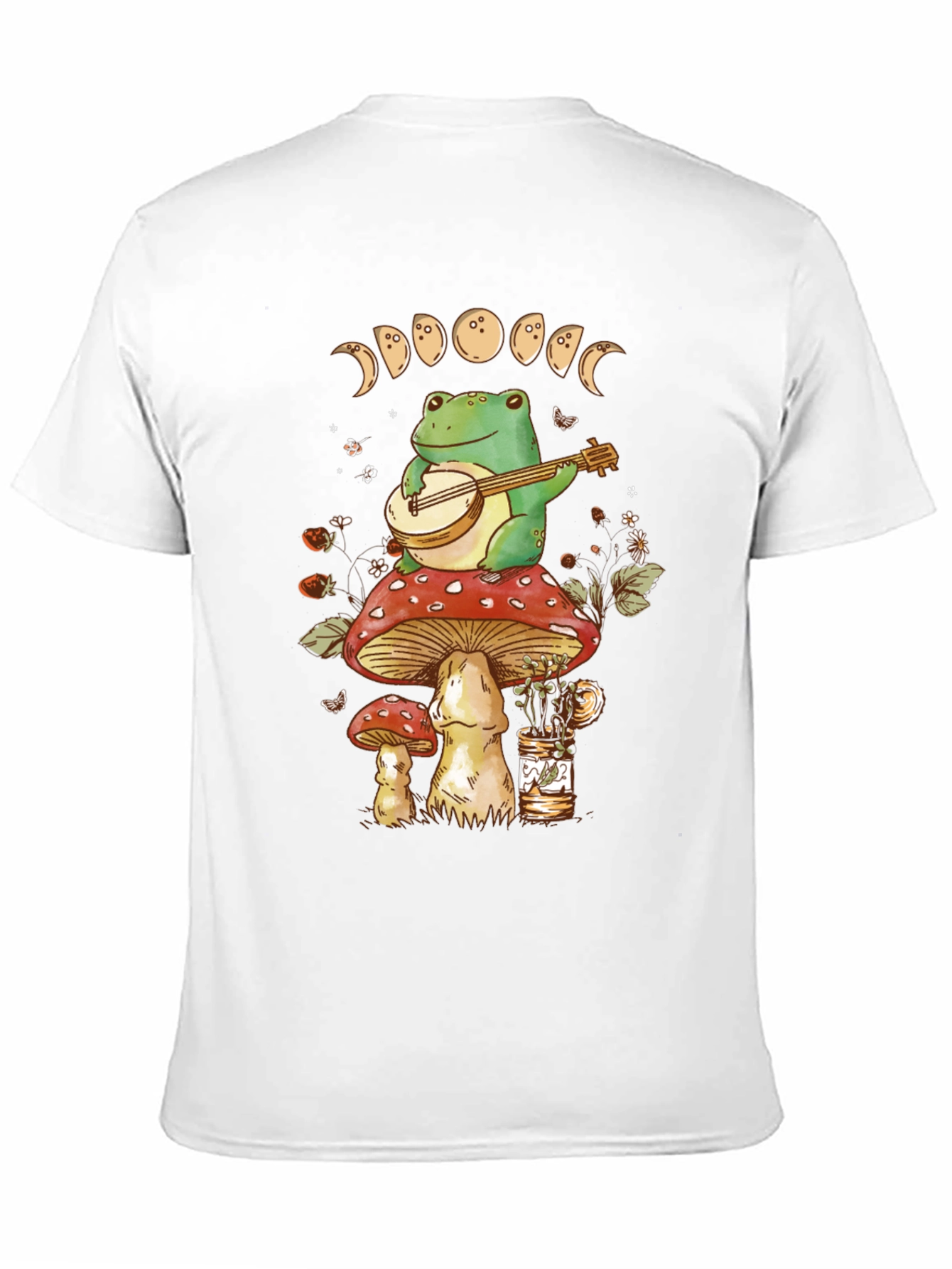 Black Frog Banjo Mushroom T-Shirt - Moon Phases view 11
