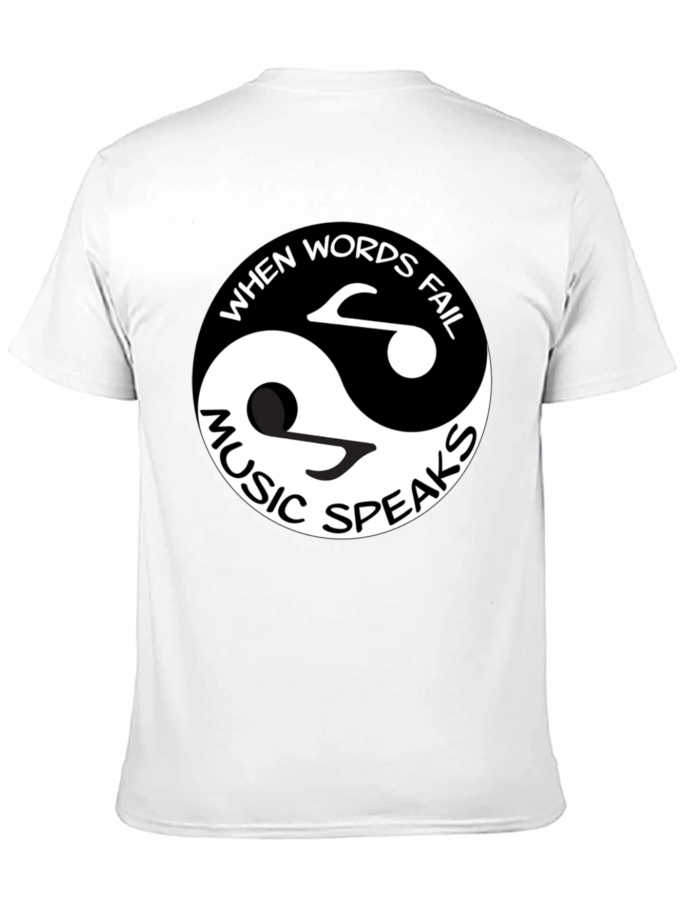Black Yin Yang Music Speaks Graphic Tee - Black Cotton view 11