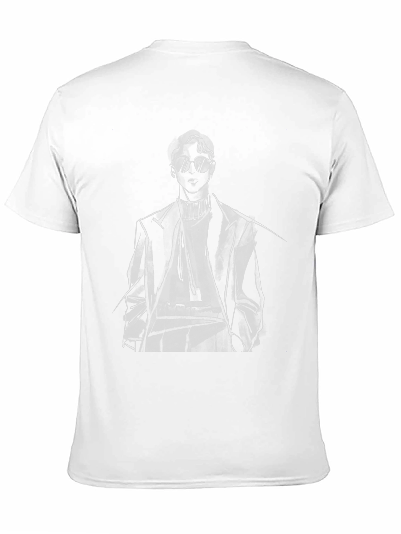 Black Stylish Man Sketch Tee - Black Graphic T-Shirt view 11