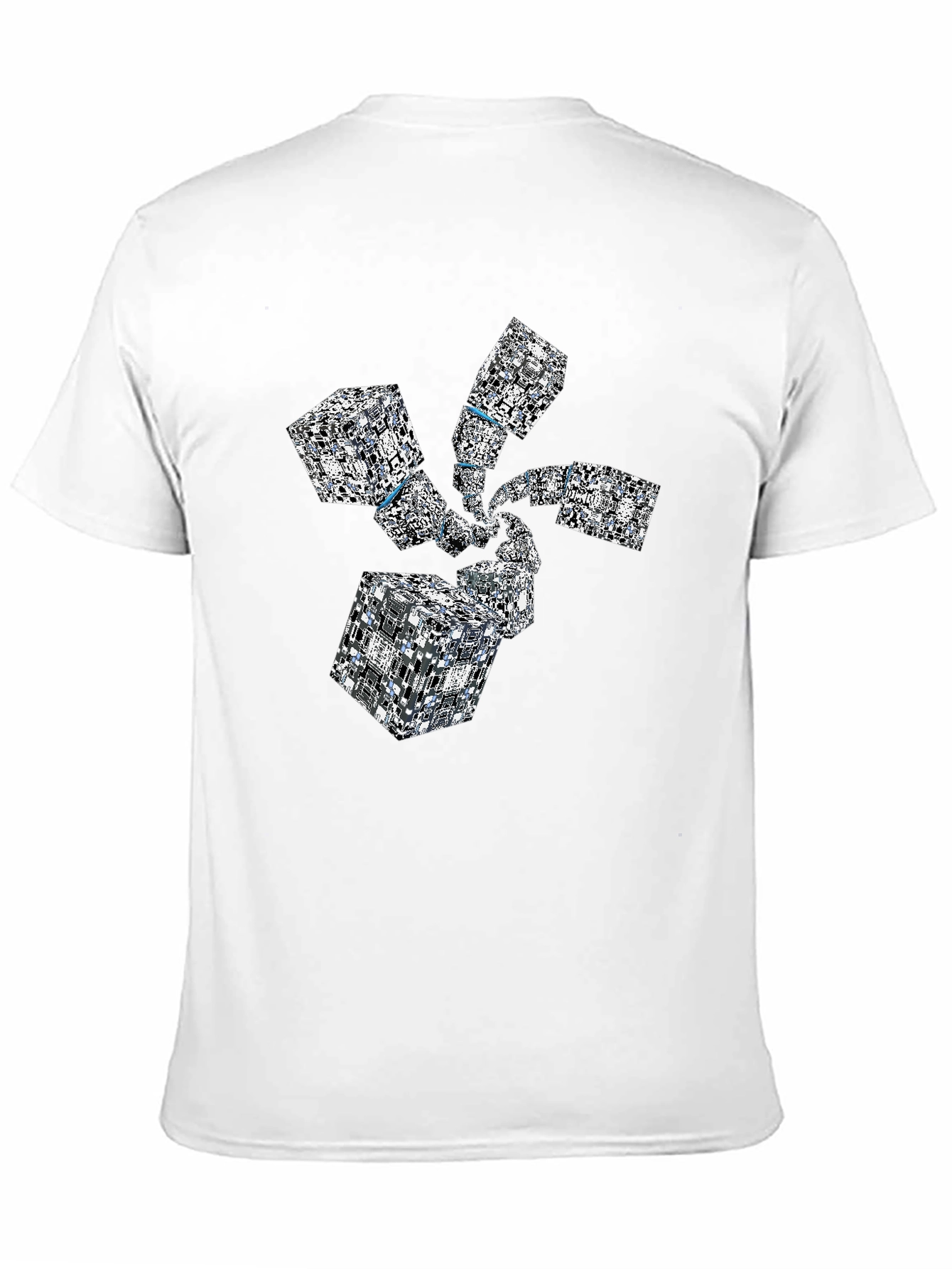 Black Abstract Geometric Cube Spiral Black T-Shirt view 11