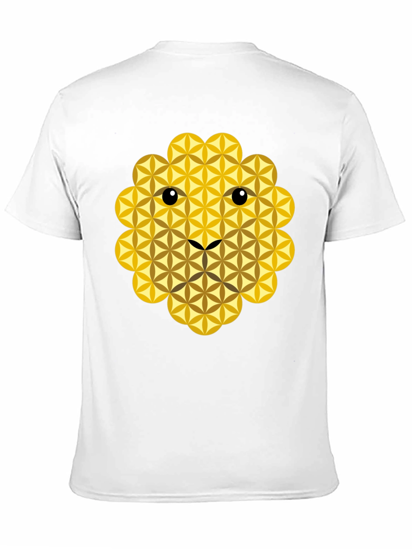 Black Geometric Flower of Life Lion Face Black T-Shirt view 11