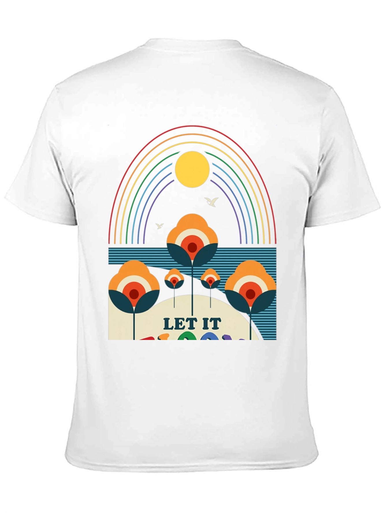 Black Retro "Let It Be" Rainbow Graphic Tee view 11