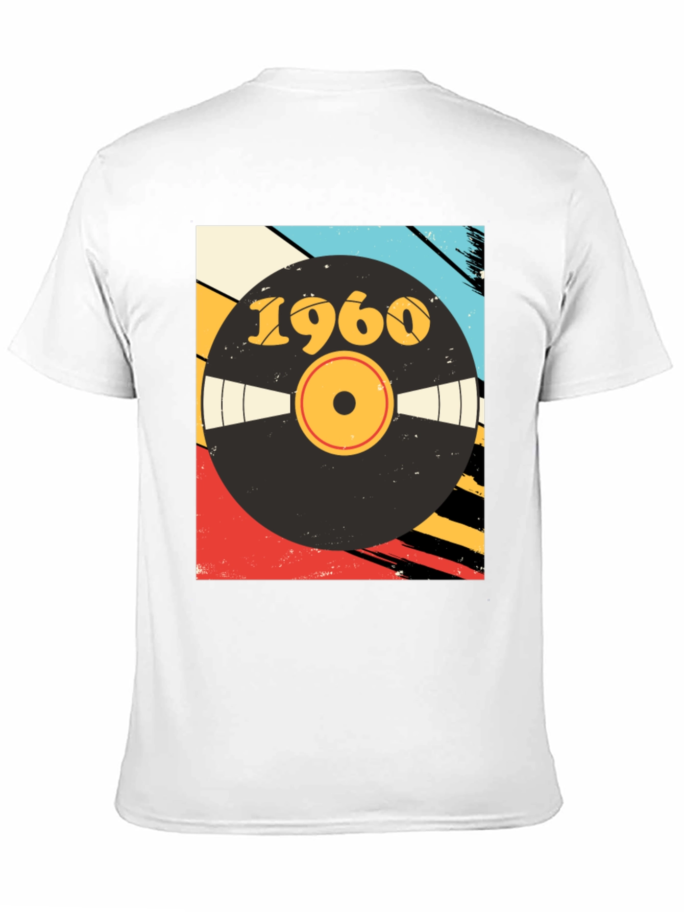 Black Retro 1960 Vinyl Record Graphic T-Shirt view 11